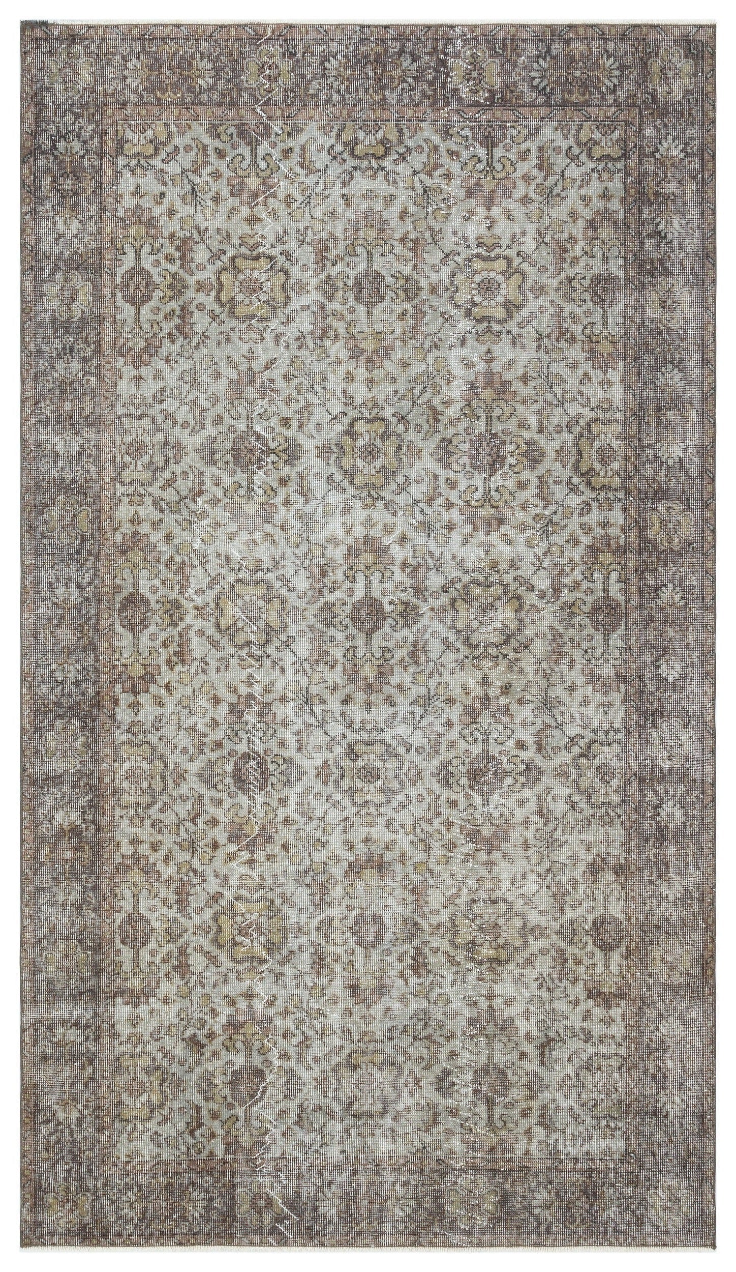 Atina Grey Vintage Wool Handmade Area Rug 5'4" x 9'5"