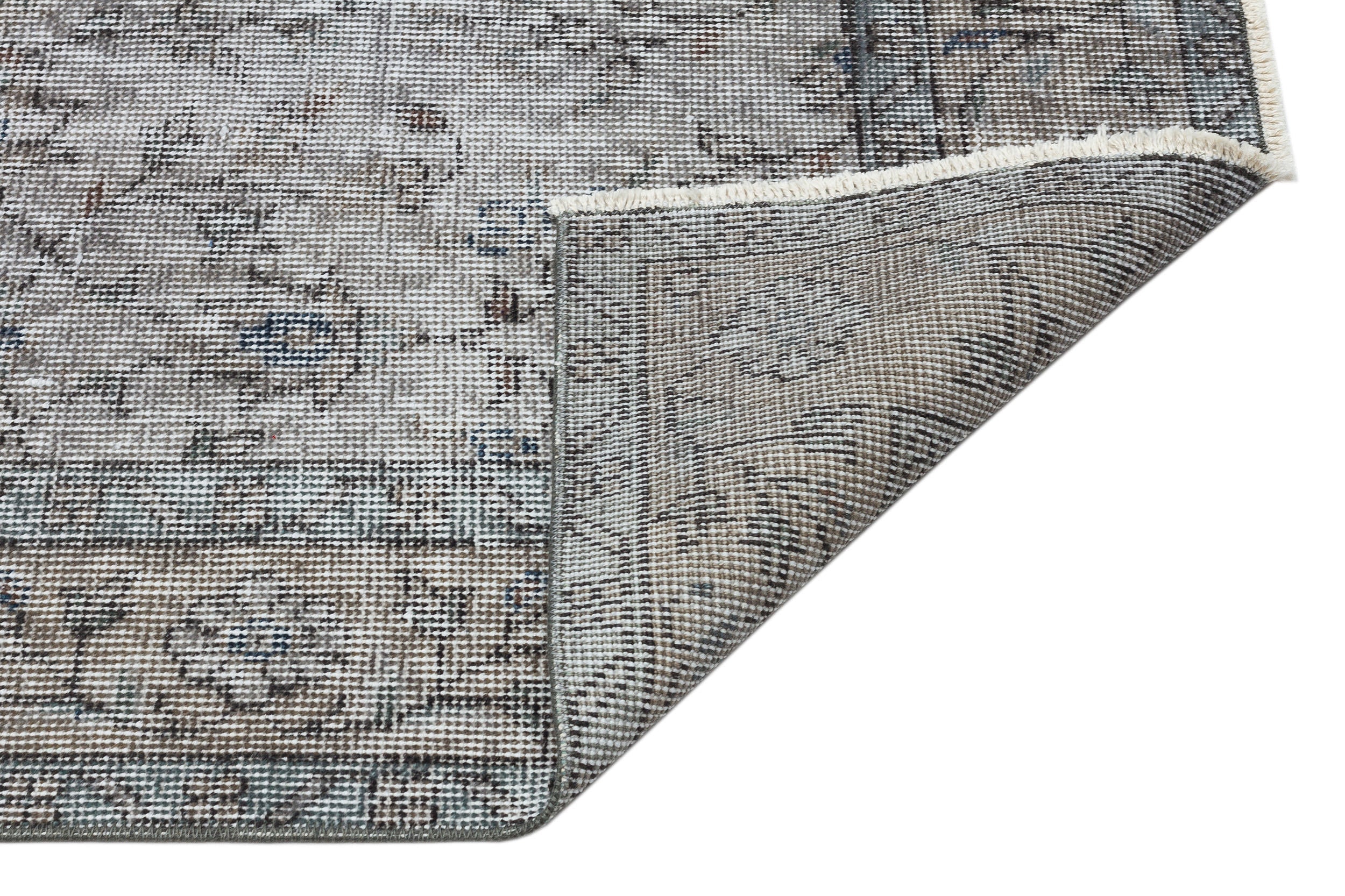 Atina Grey Vintage Wool Handmade Area Rug 5'5" x 8'3"