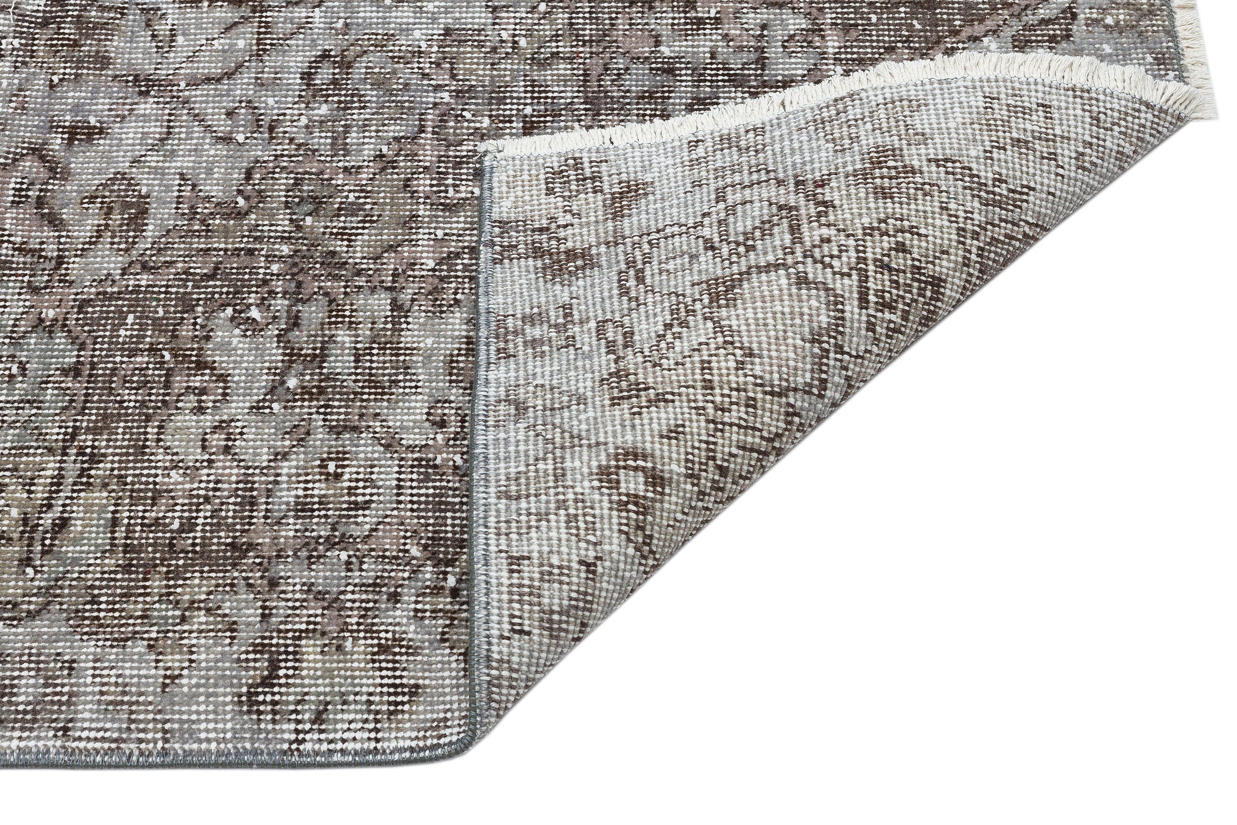 Atina Grey Vintage Wool Handmade Area Rug 5'3" x 8'11"