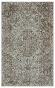 Atina Grey Vintage Wool Handmade Area Rug 5'3" x 8'11"