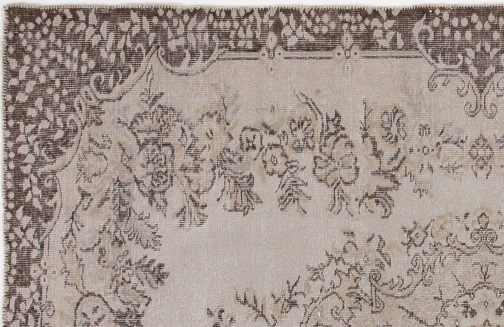 Atina Beige Vintage Wool Handmade Area Rug 5'8" x 8'10"