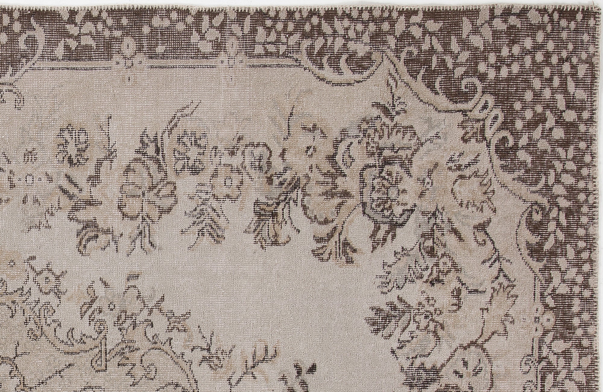 Atina Beige Vintage Wool Handmade Area Rug 5'8" x 8'10"