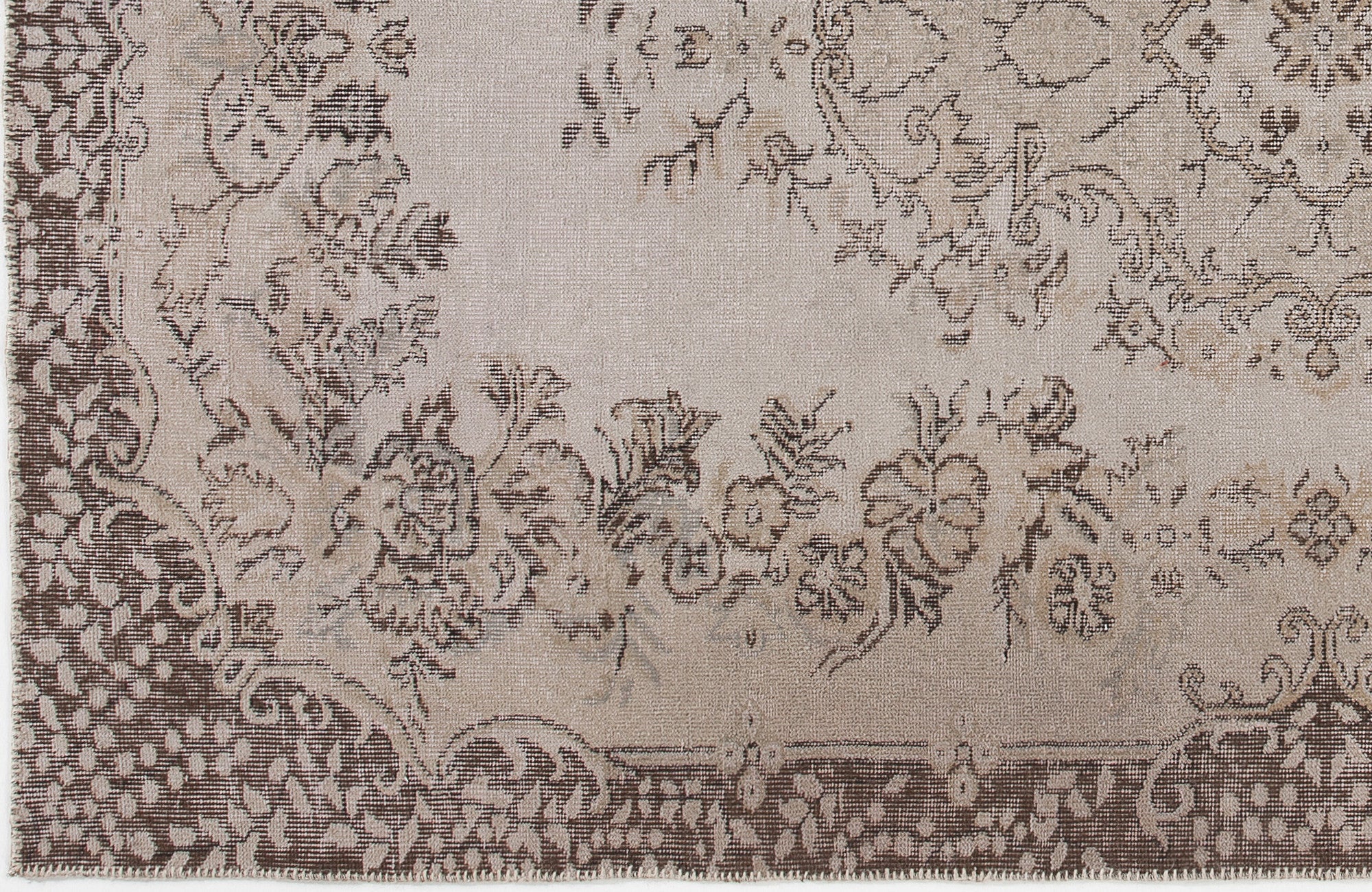 Atina Beige Vintage Wool Handmade Area Rug 5'8" x 8'10"