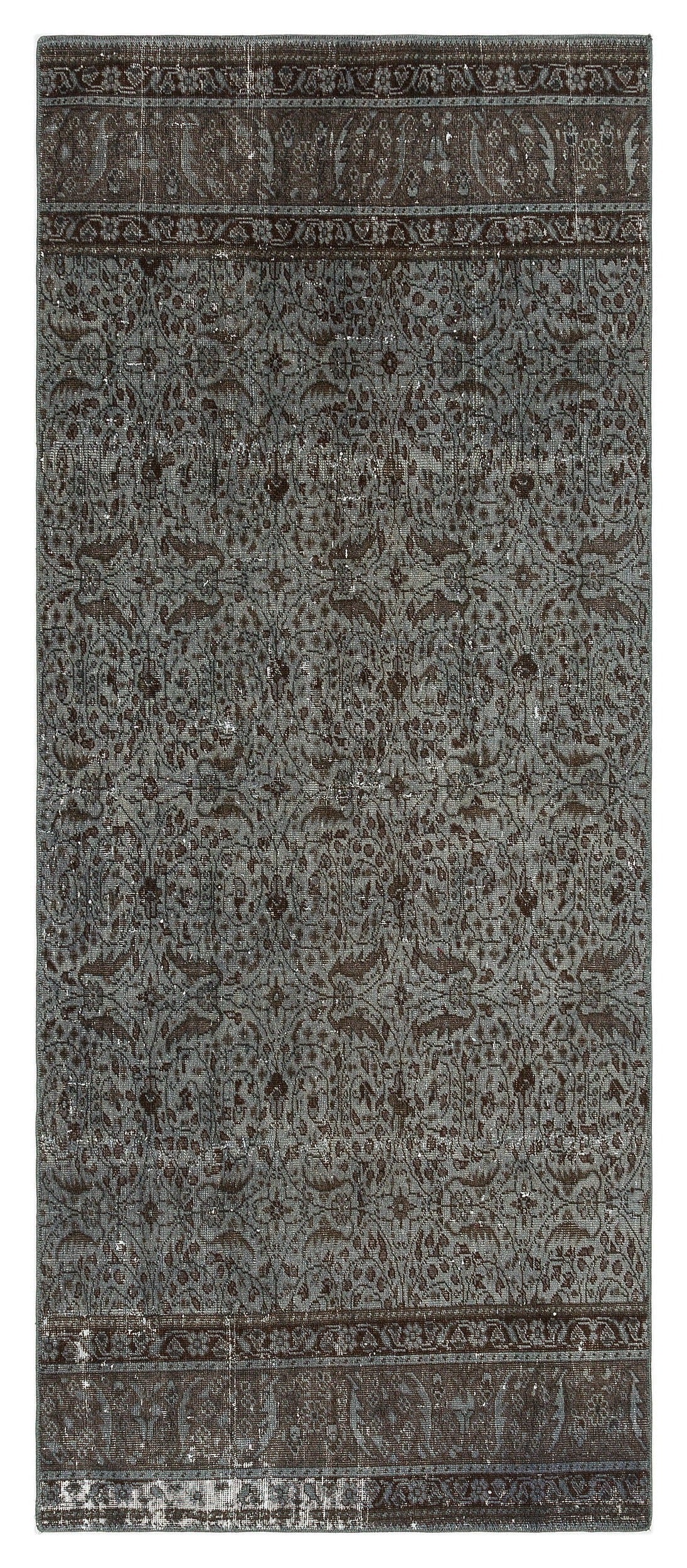 Kavala Grey Classic Wool Handmade Area Rug 2'8" x 6'6"