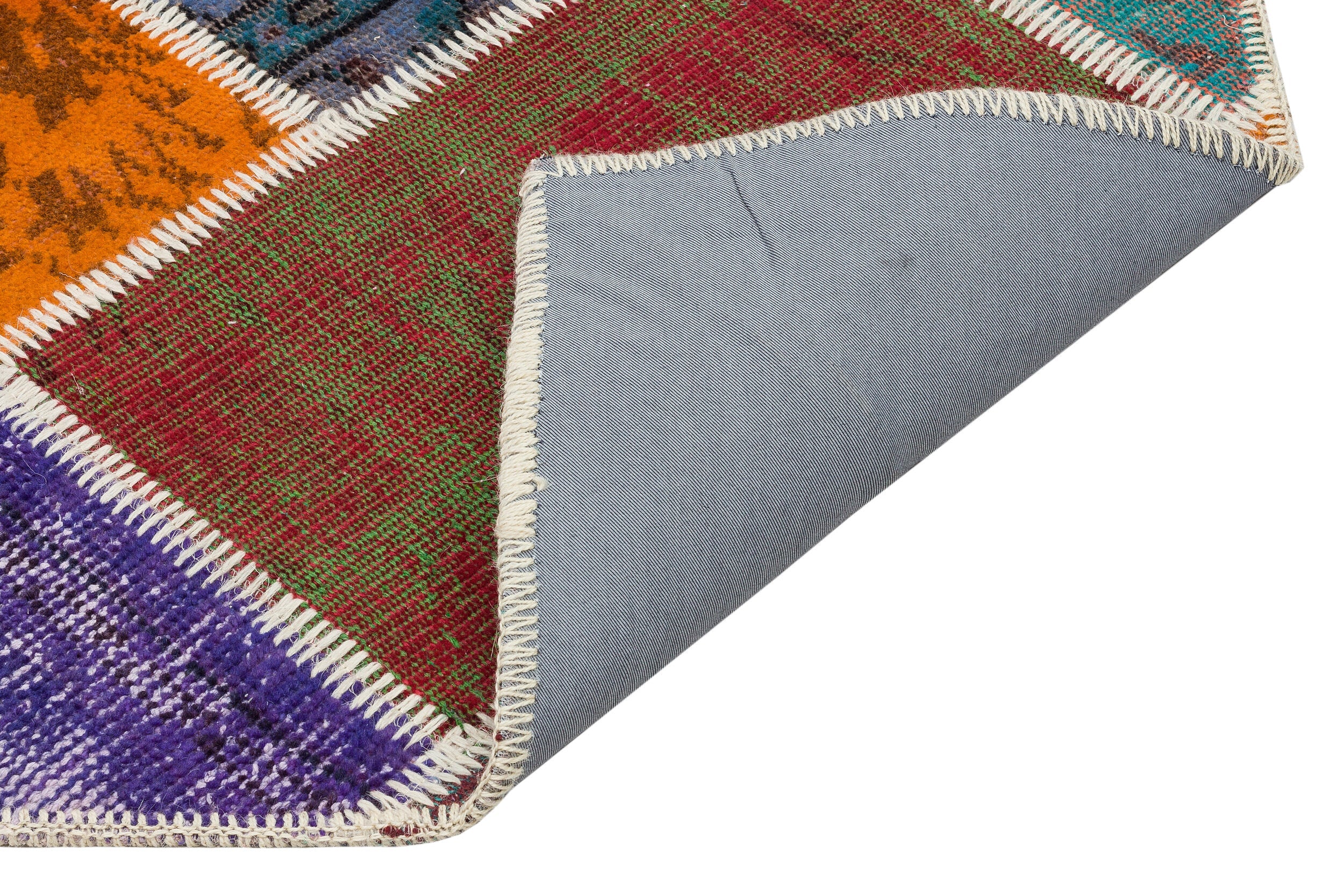 Iskece 35381 Beige Patchwork Wool Handmade Area Rug 4'0" x 6'0"