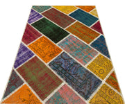 Iskece 35381 Beige Patchwork Wool Handmade Area Rug 4'0" x 6'0"