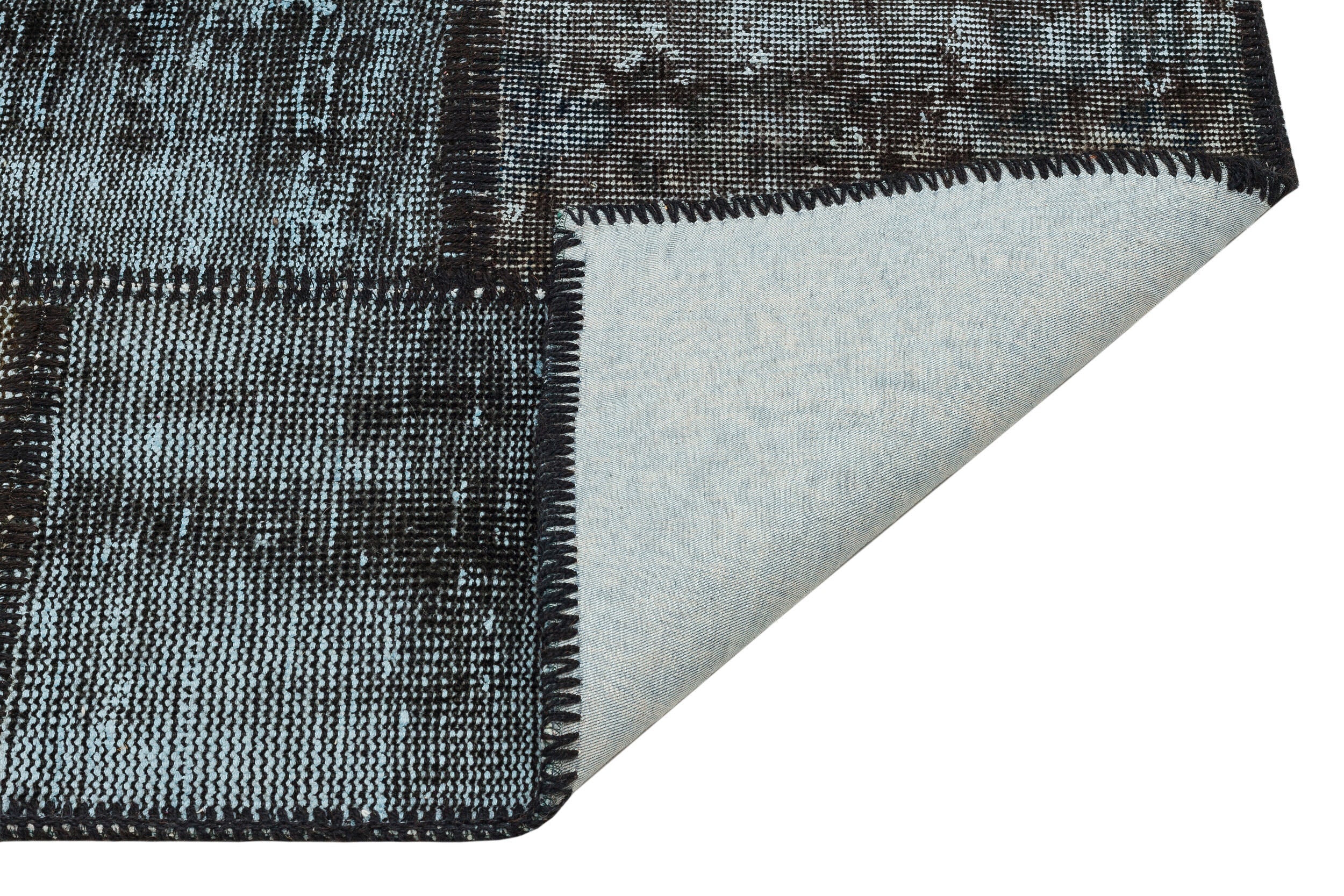 Iskece 35383 Grey Patchwork Wool Handmade Area Rug 3'11" x 5'11"