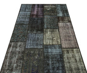 Iskece 35385 Grey Patchwork Wool Handmade Area Rug 3'11" x 5'10"