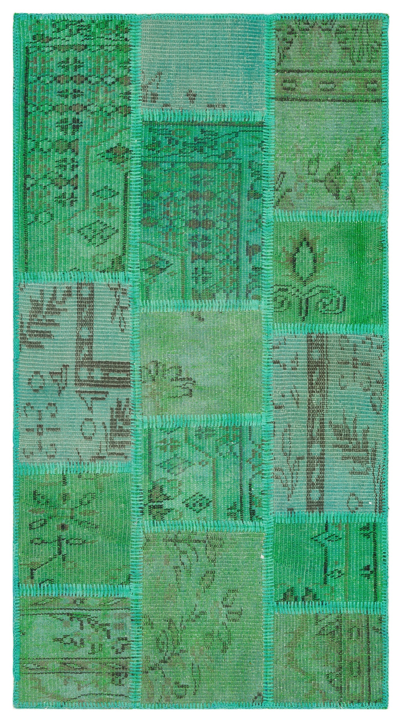 Iskece Green Vintage Wool Handmade Area Rug 2'8" x 5'0"