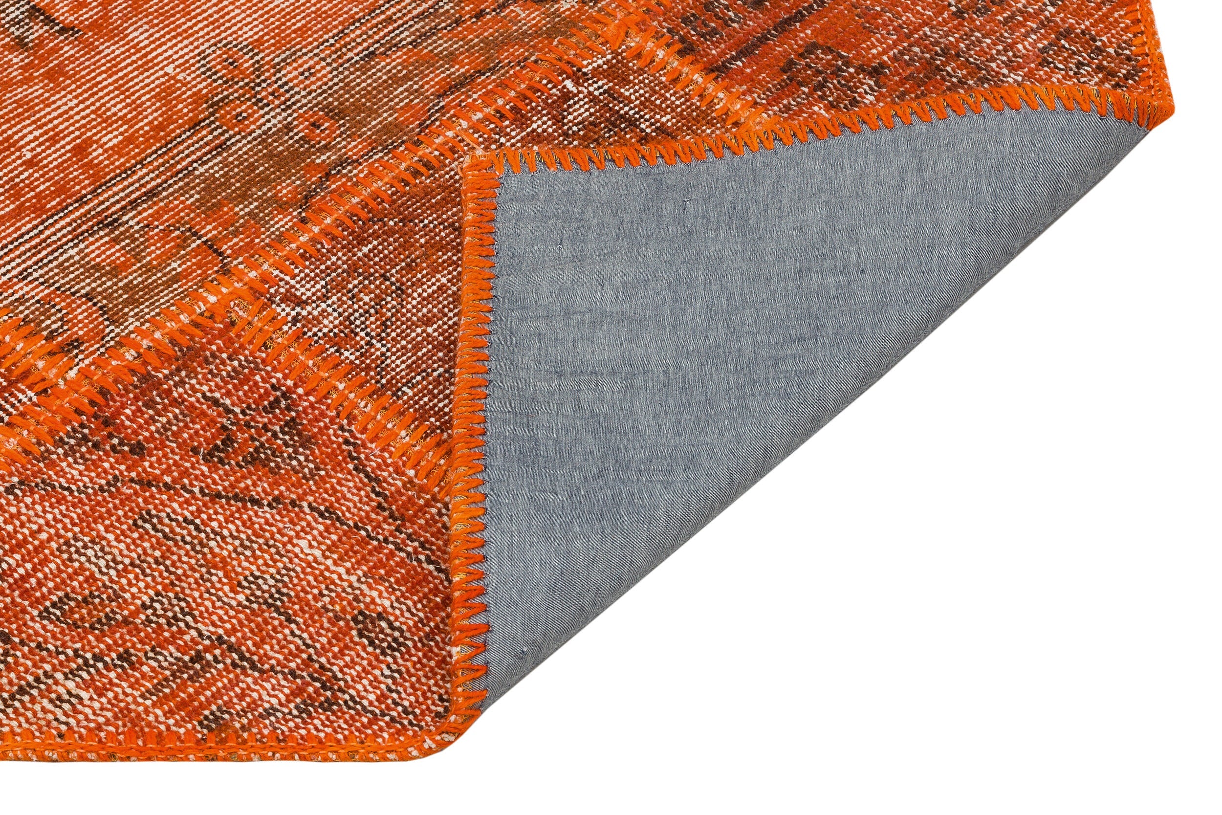 Iskece Orange Vintage Wool Handmade Area Rug 2'8" x 5'1"