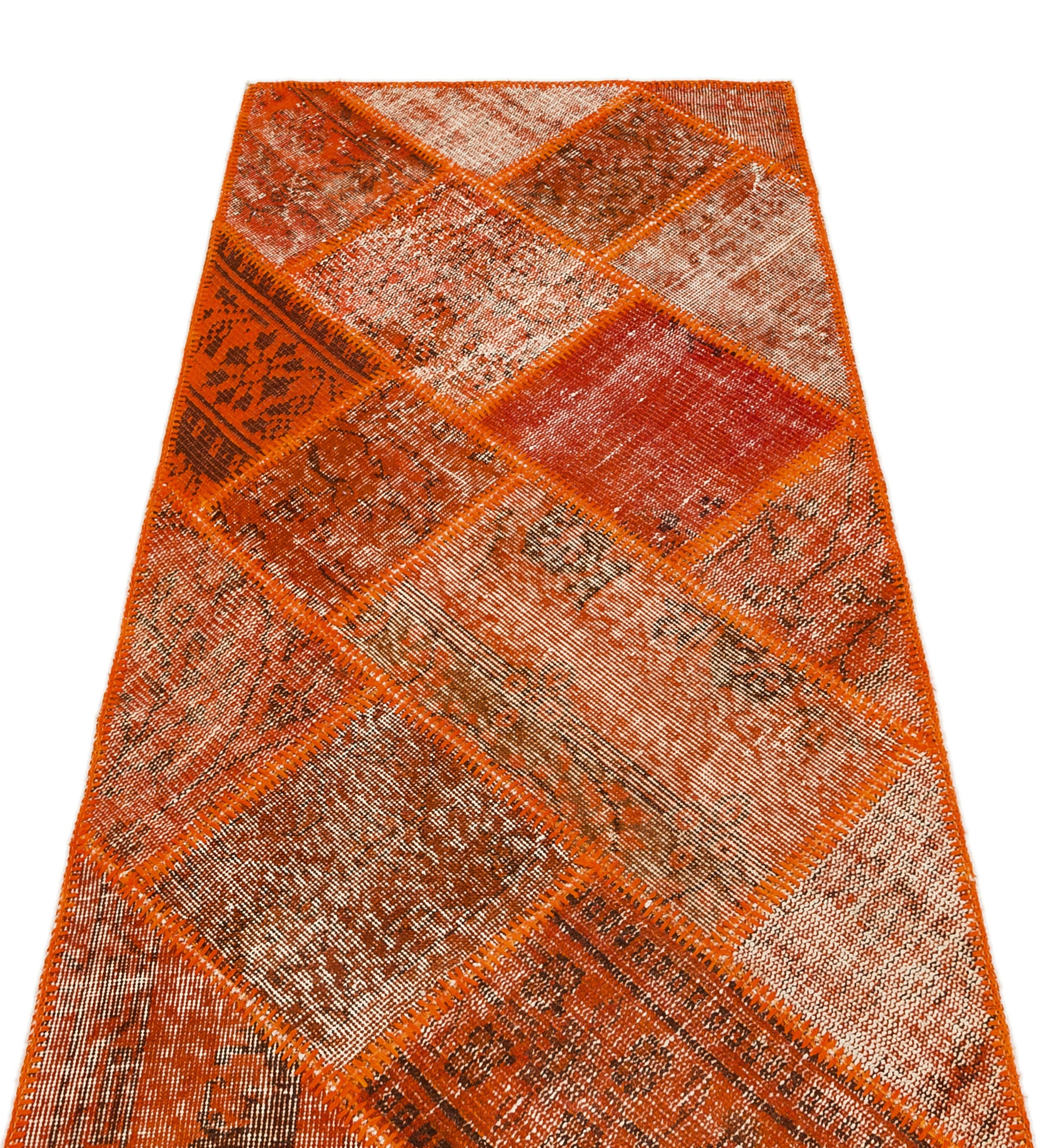 Iskece Orange Vintage Wool Handmade Area Rug 2'8" x 5'1"