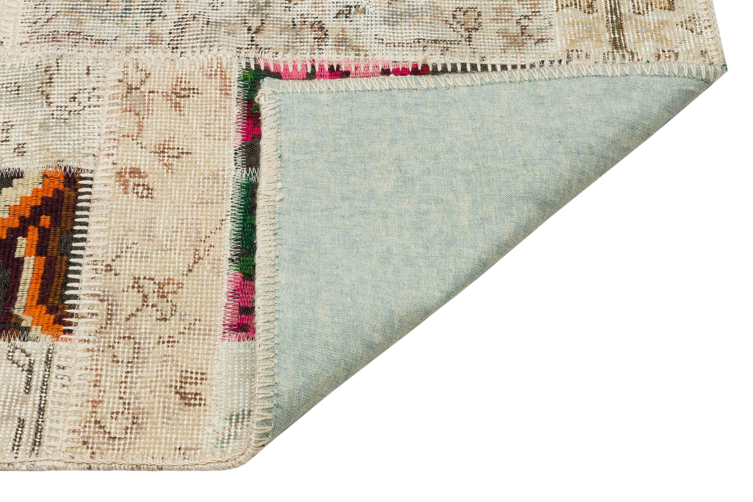 Iskece Beige Floral Wool Handmade Area Rug 5'4" x 7'8"