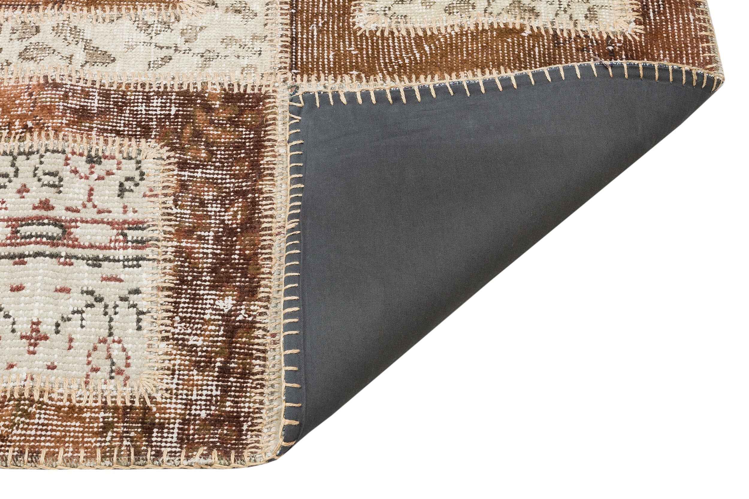 Iskece Beige Vintage Wool Handmade Area Rug 5'3" x 7'10"