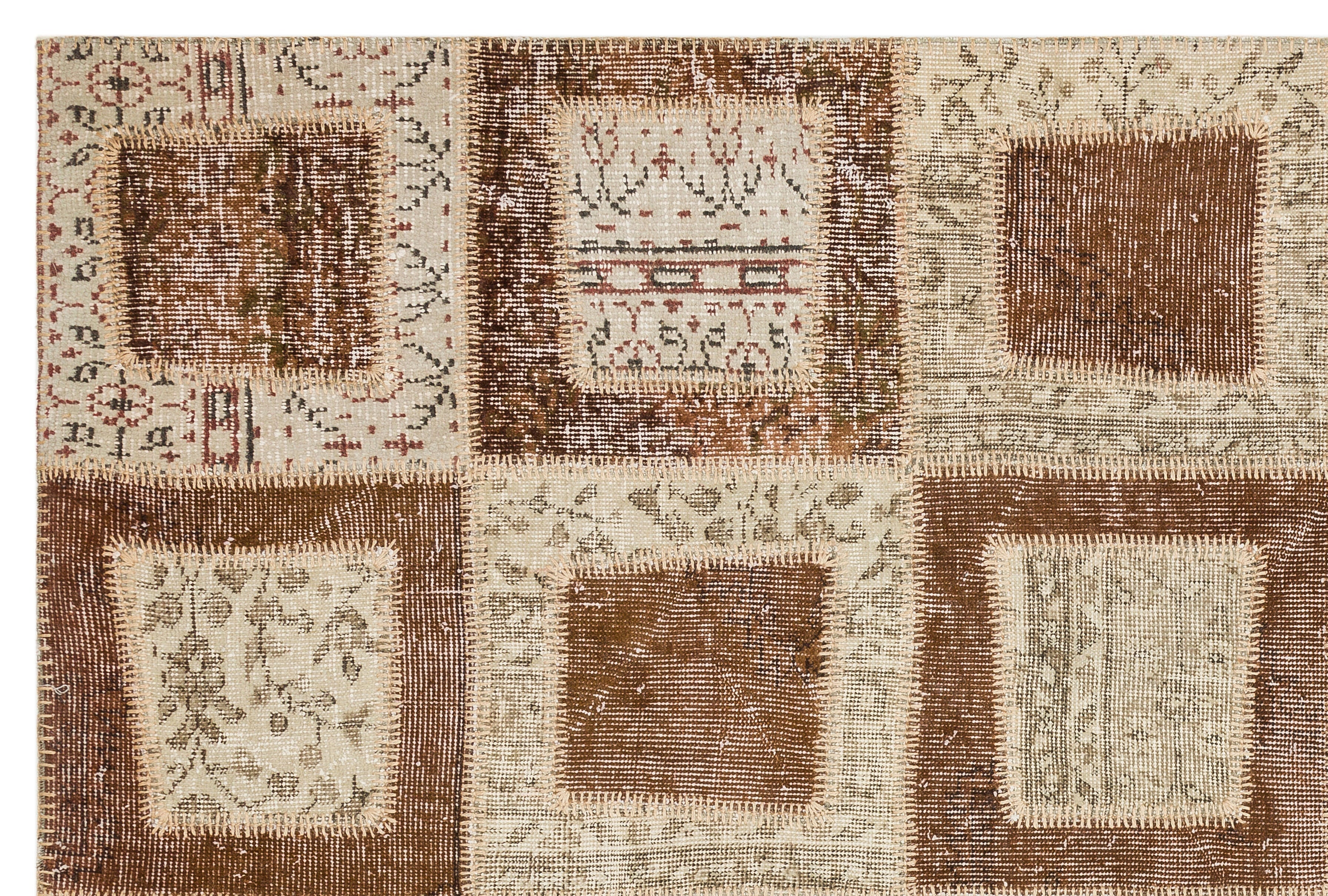 Iskece Beige Vintage Wool Handmade Area Rug 5'3" x 7'10"