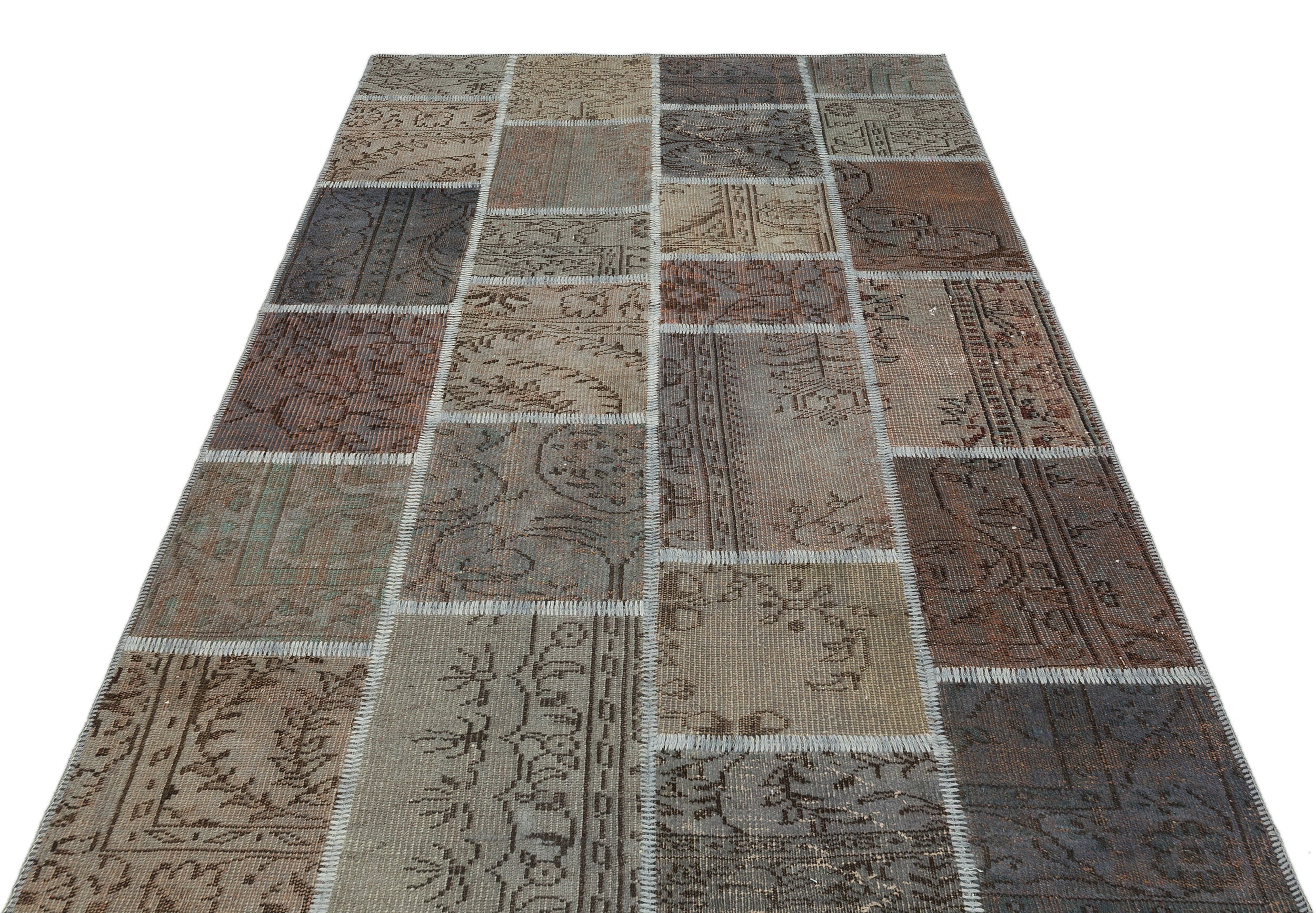 Iskece Grey Vintage Wool Handmade Area Rug 5'4" x 7'8"