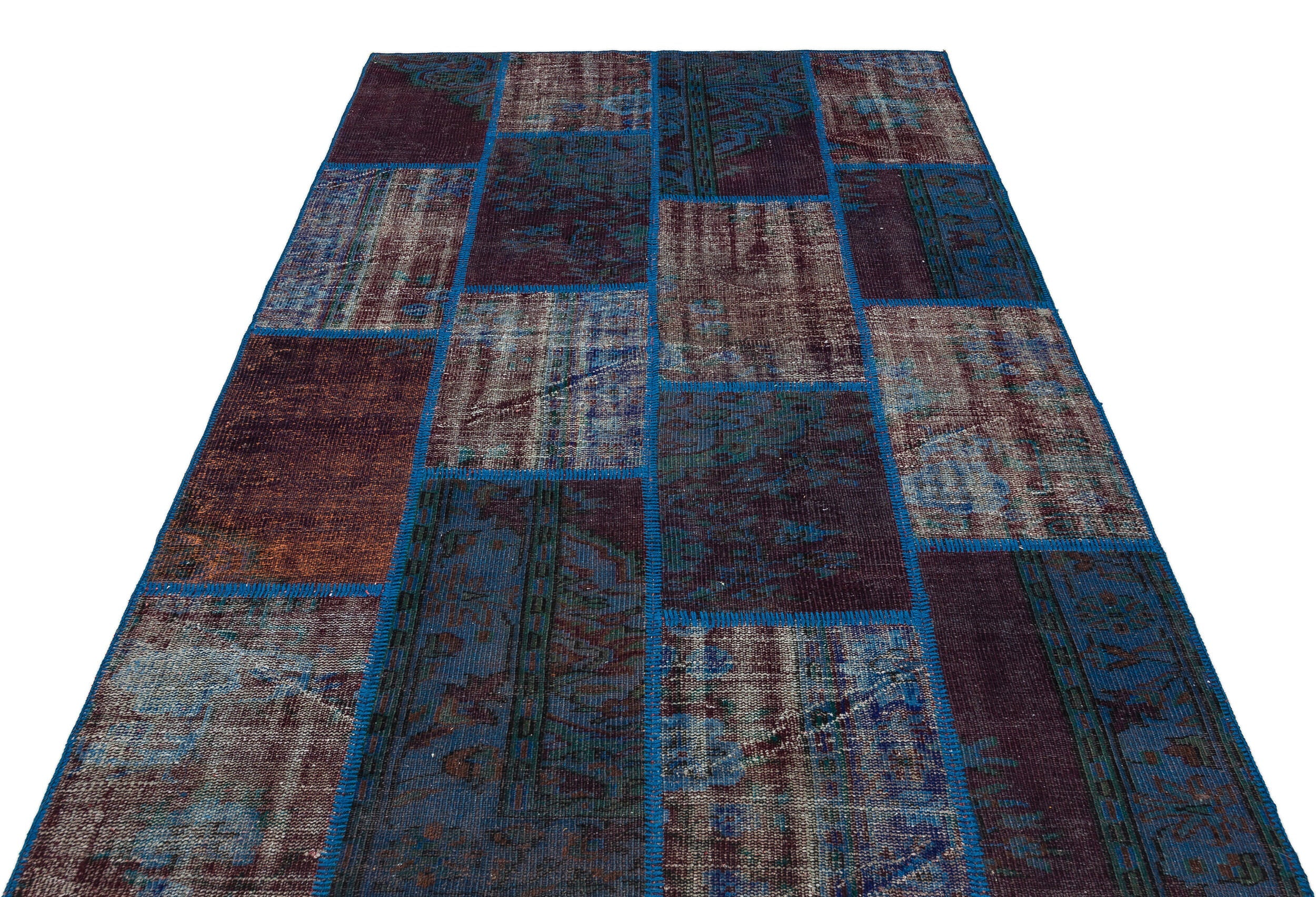 Iskece Blue Vintage Wool Handmade Area Rug 5'4" x 7'8"