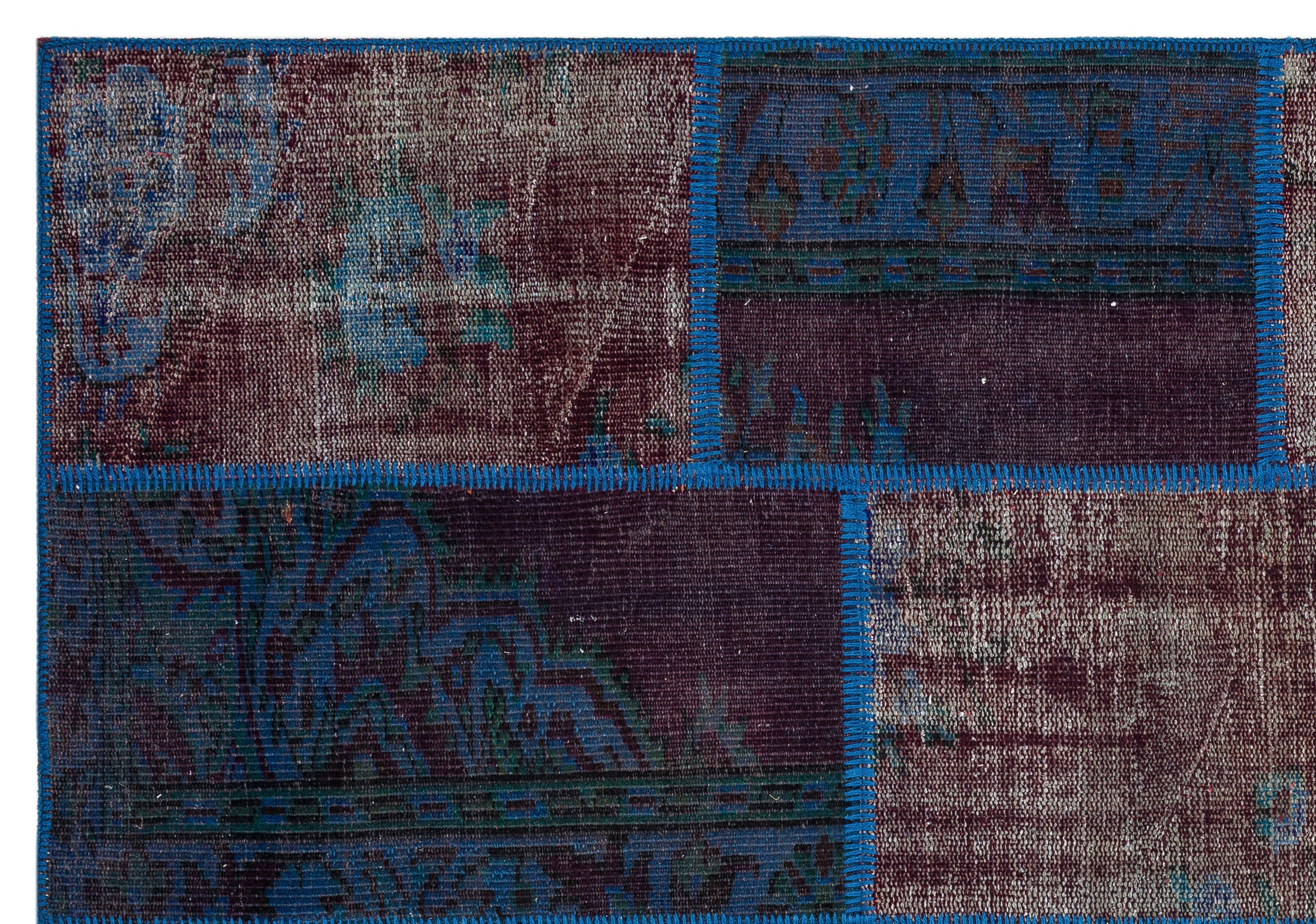 Iskece Blue Vintage Wool Handmade Area Rug 5'4" x 7'8"