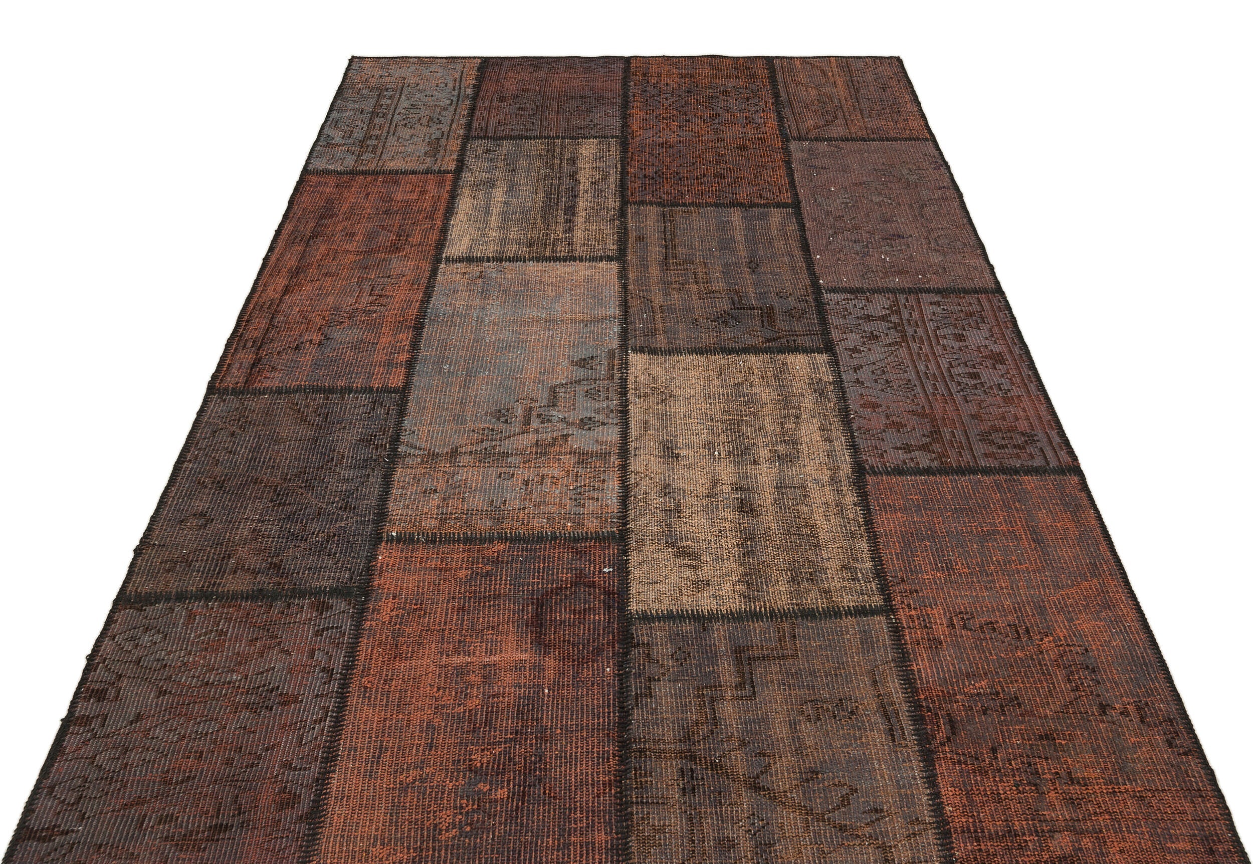 Iskece Brown Vintage Wool Handmade Area Rug 5'3" x 7'7"