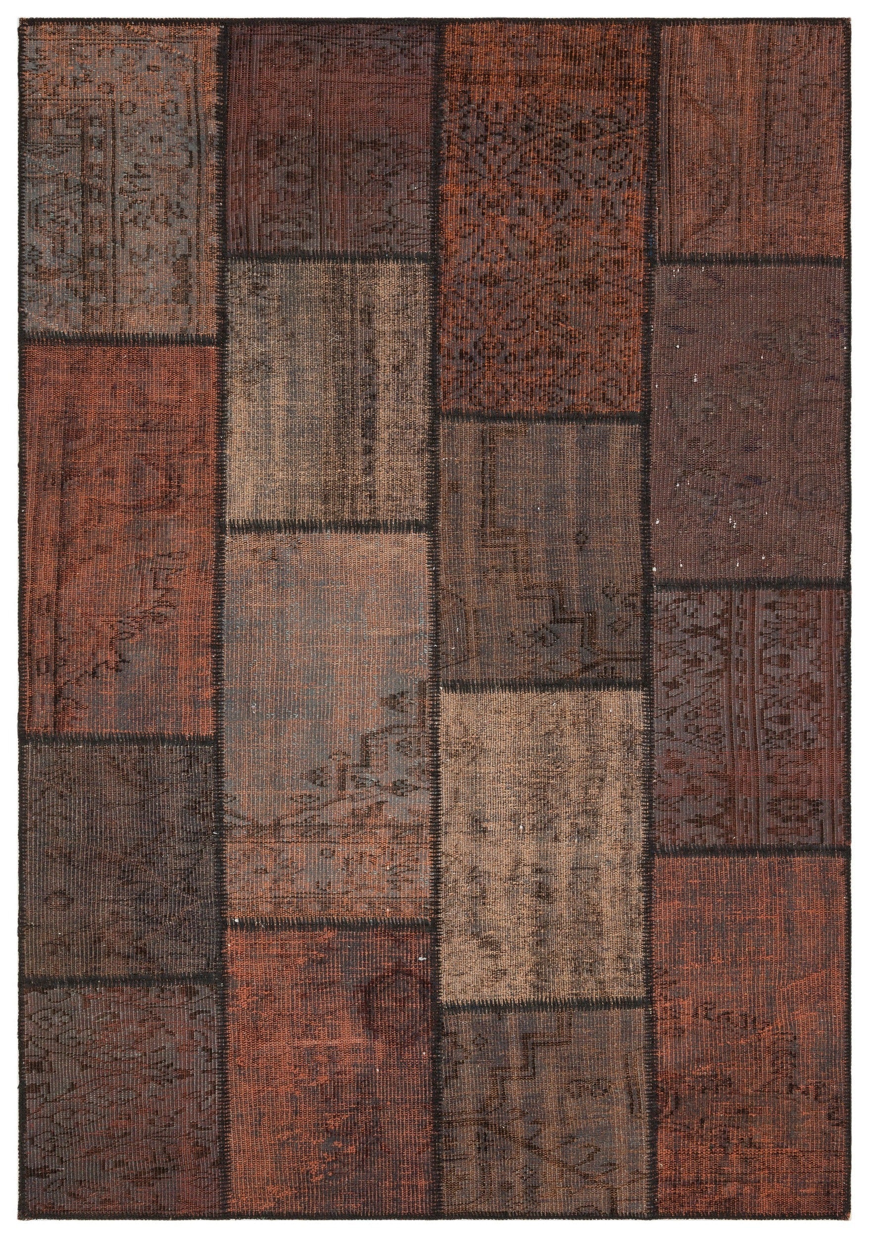 Iskece Brown Vintage Wool Handmade Area Rug 5'3" x 7'7"
