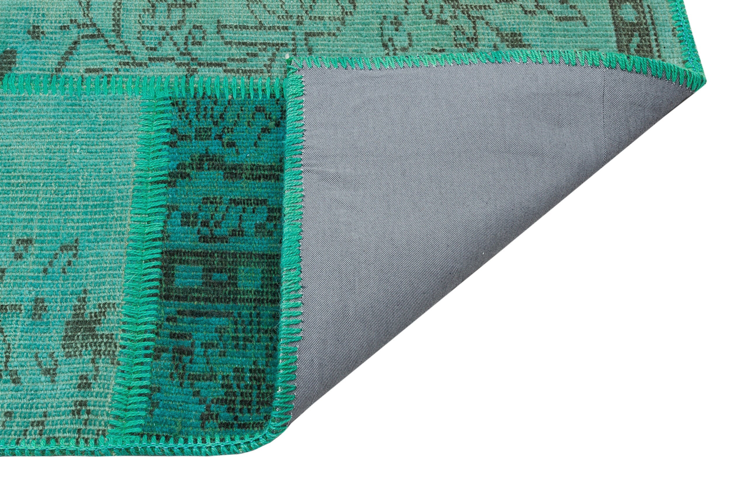 Iskece Green Vintage Wool Handmade Area Rug 5'3" x 7'7"