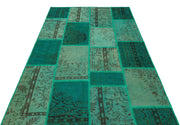 Iskece Green Vintage Wool Handmade Area Rug 5'3" x 7'7"