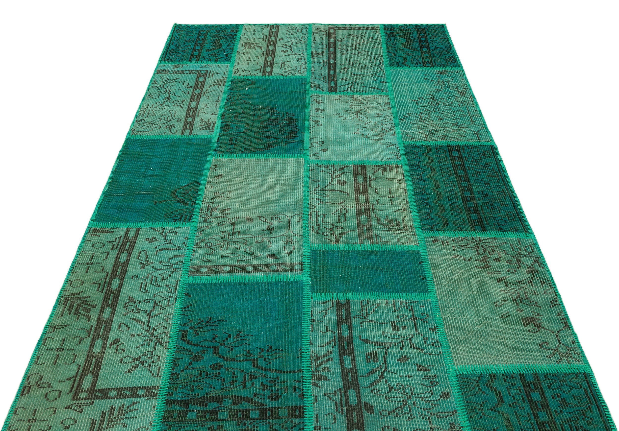 Iskece Green Vintage Wool Handmade Area Rug 5'3" x 7'7"