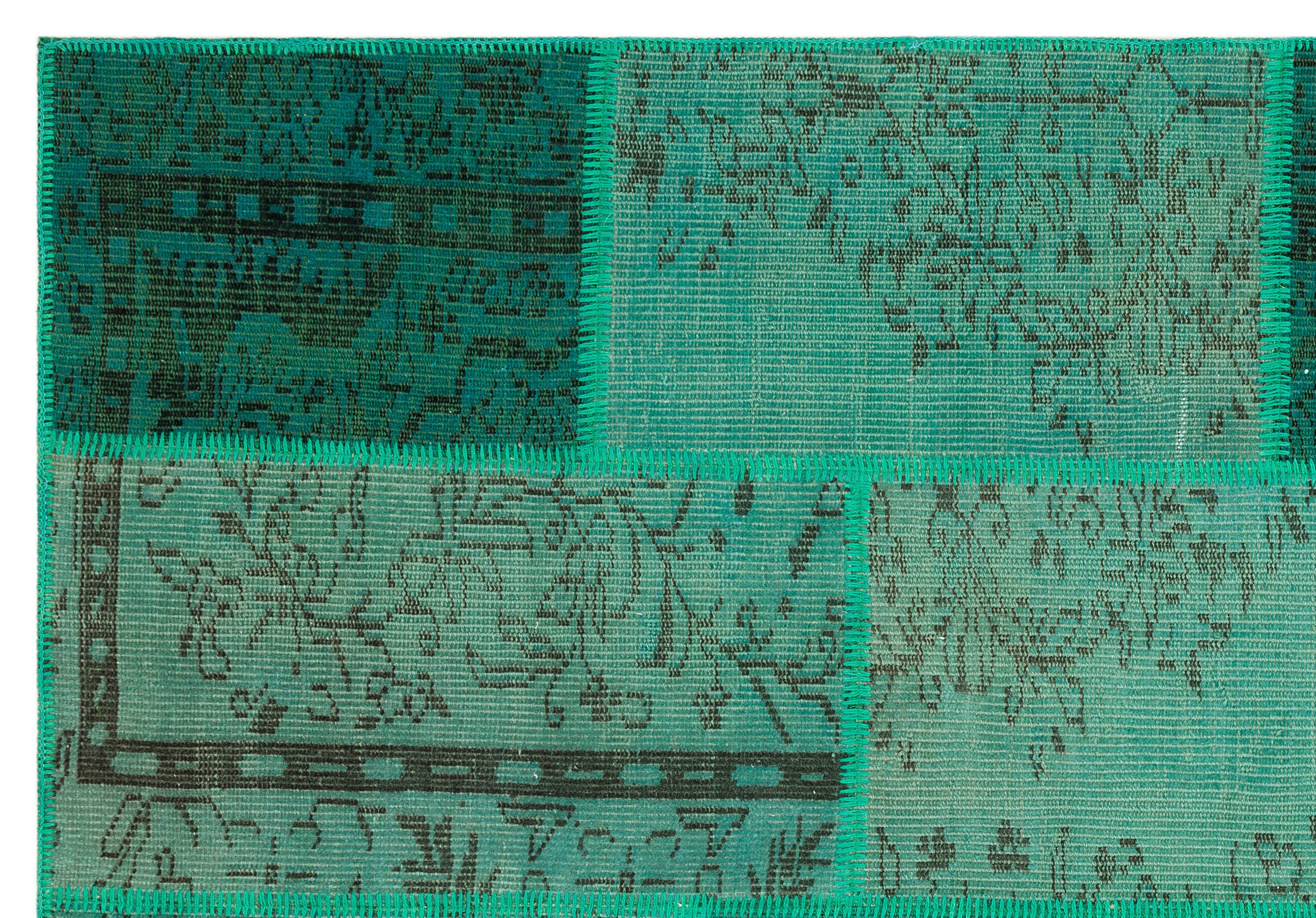 Iskece Green Vintage Wool Handmade Area Rug 5'3" x 7'7"