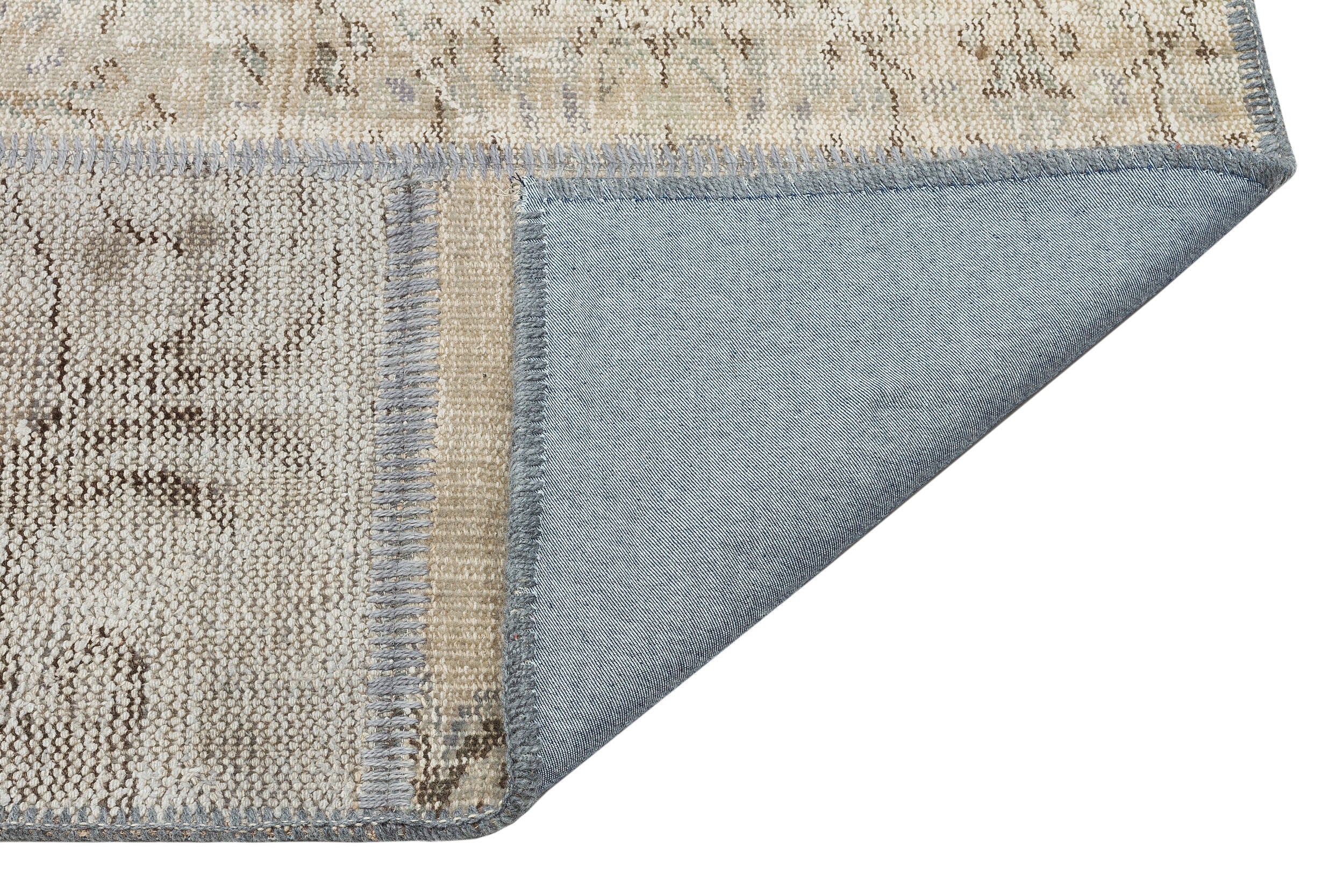 Iskece 35467 Beige Patchwork Wool Handmade Area Rug 5'3" x 7'7"