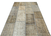 Iskece 35467 Beige Patchwork Wool Handmade Area Rug 5'3" x 7'7"