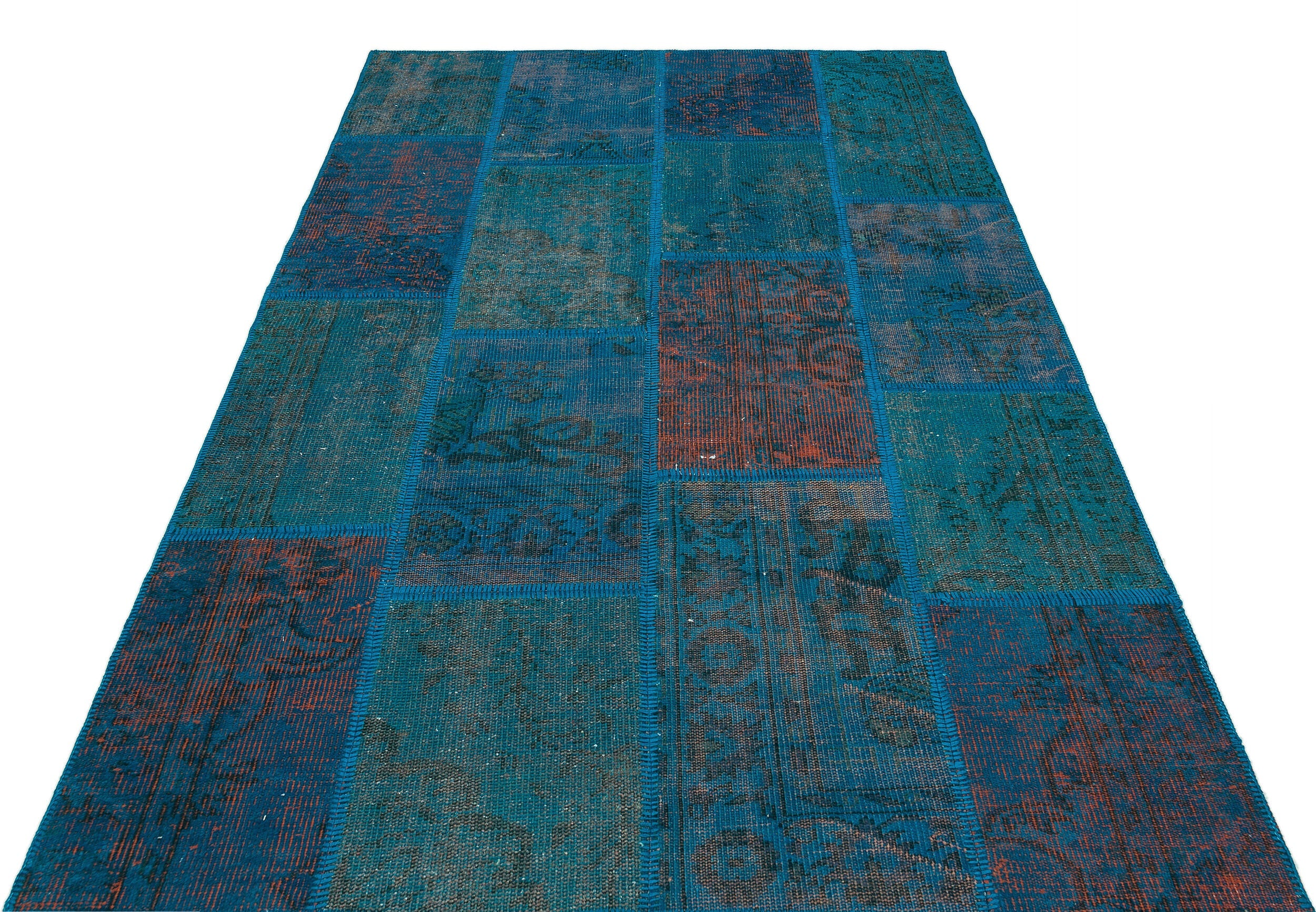 Iskece Turquoise Vintage Wool Handmade Area Rug 5'4" x 7'7"