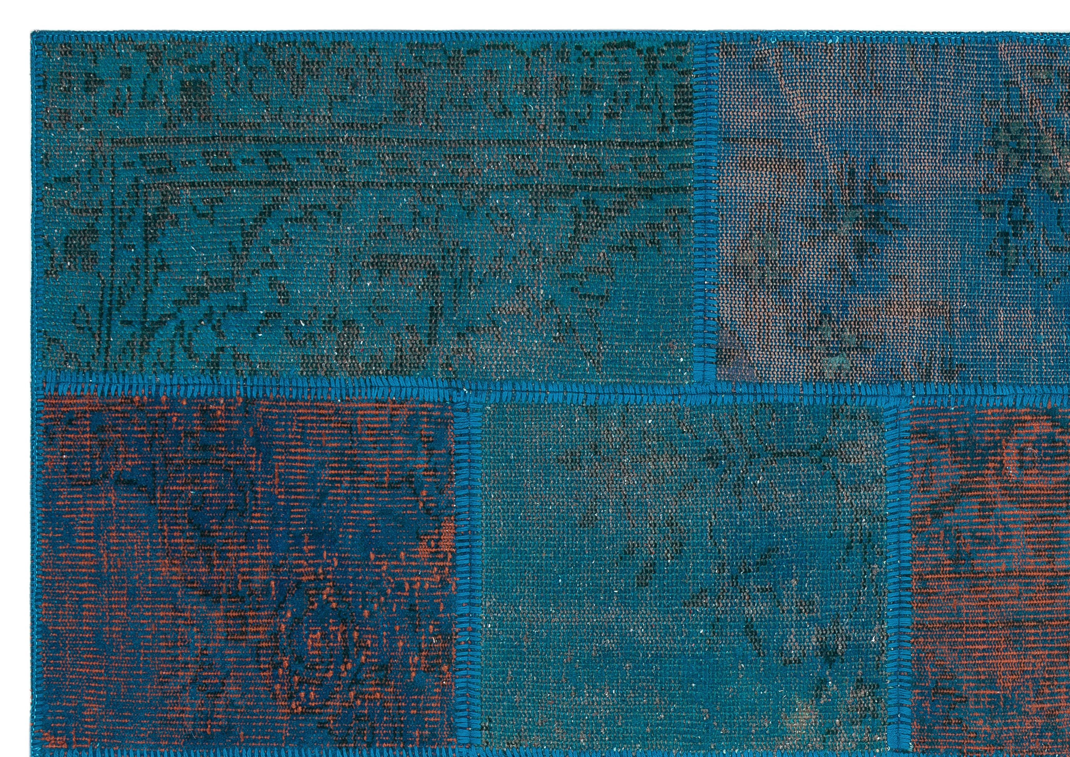 Iskece Turquoise Vintage Wool Handmade Area Rug 5'4" x 7'7"