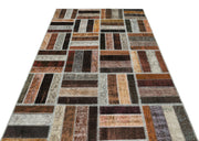 Iskece Brown Vintage Wool Handmade Area Rug 5'3" x 8'0"