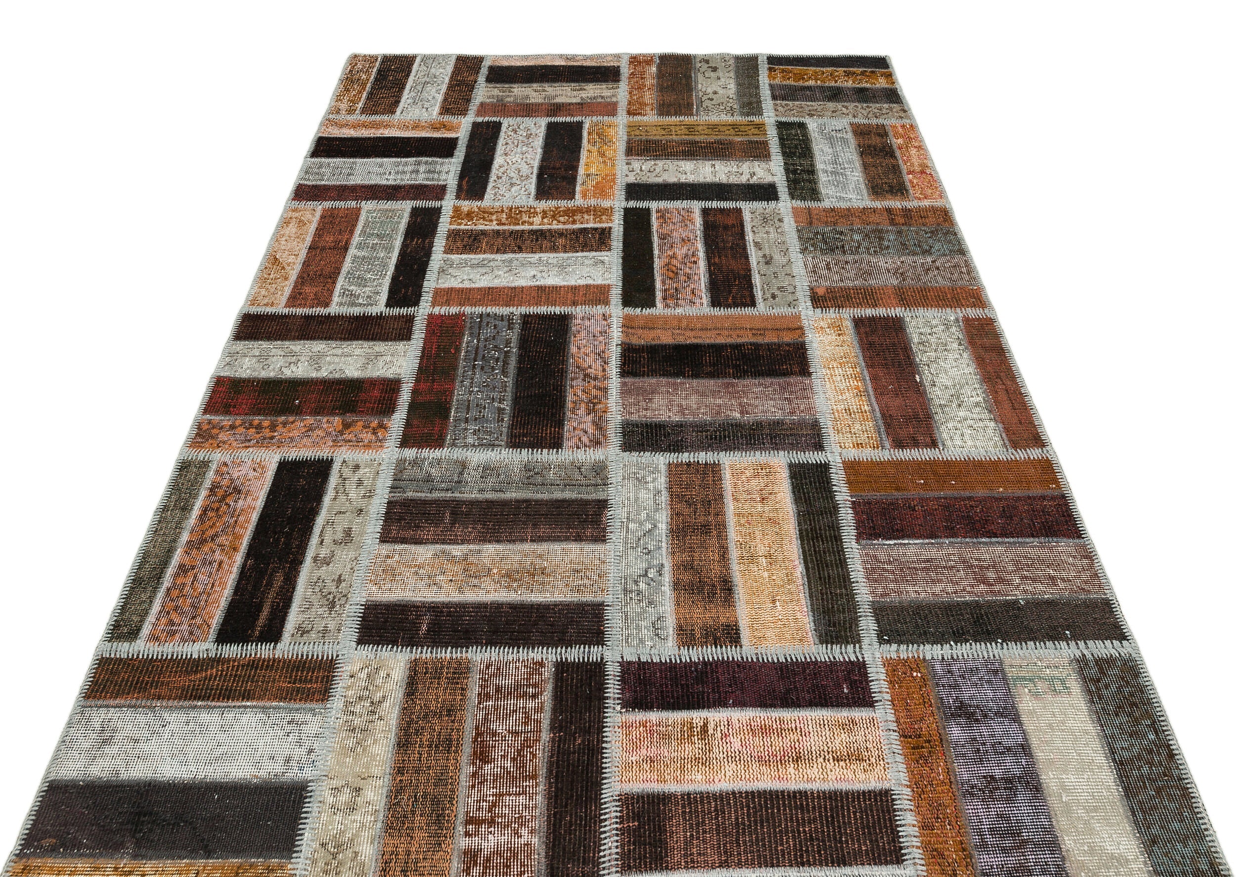 Iskece Brown Vintage Wool Handmade Area Rug 5'3" x 8'0"