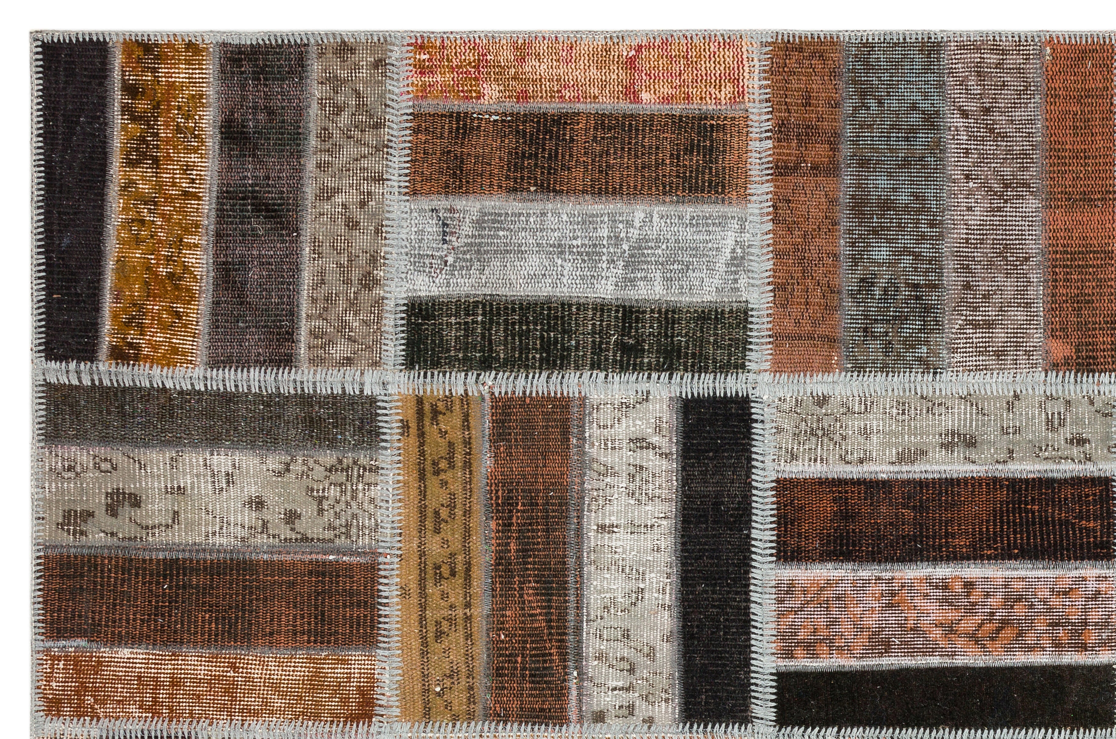 Iskece Brown Vintage Wool Handmade Area Rug 5'3" x 8'0"