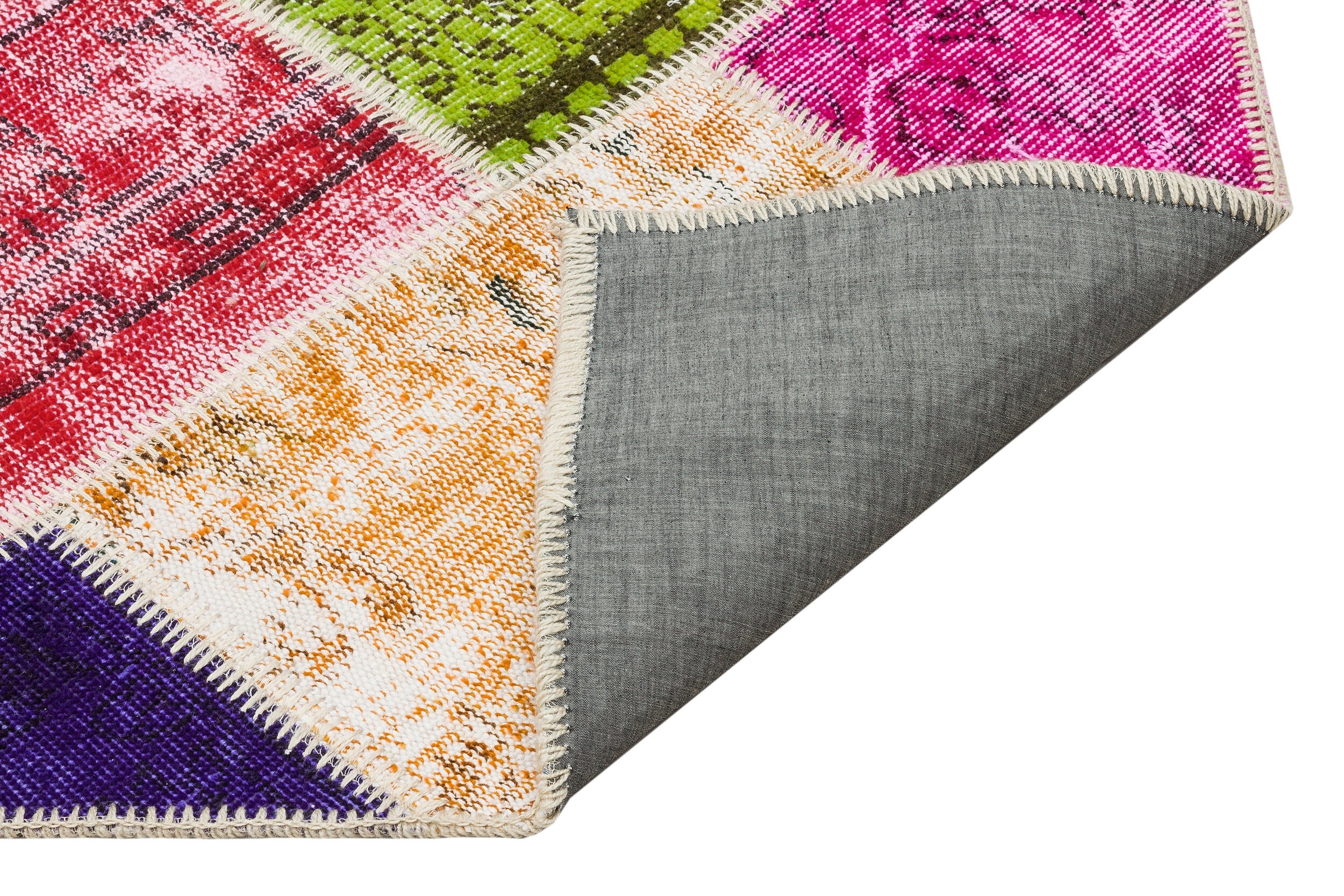 Iskece 35536 Beige Patchwork Wool Handmade Area Rug 4'0" x 6'0"