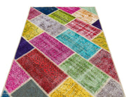 Iskece 35536 Beige Patchwork Wool Handmade Area Rug 4'0" x 6'0"