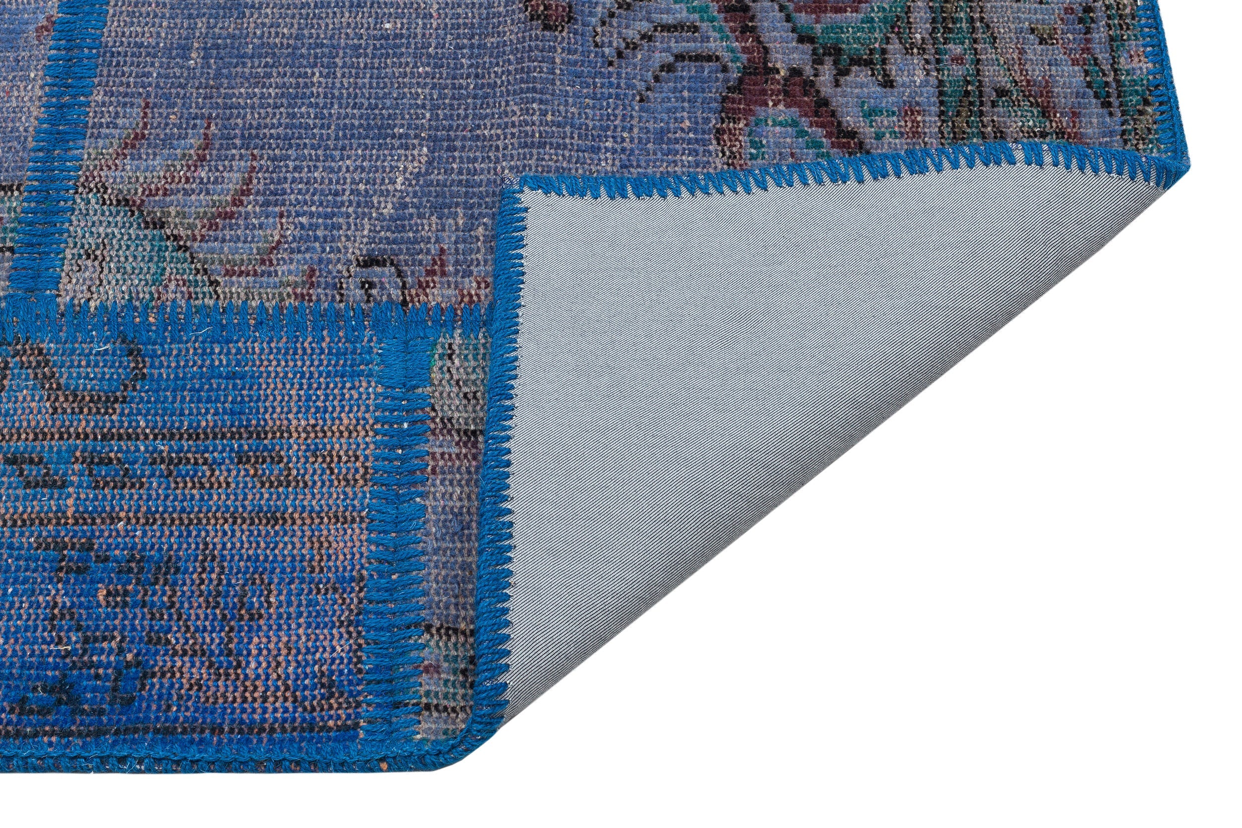 Iskece Blue Vintage Wool Handmade Area Rug 2'8" x 4'11"
