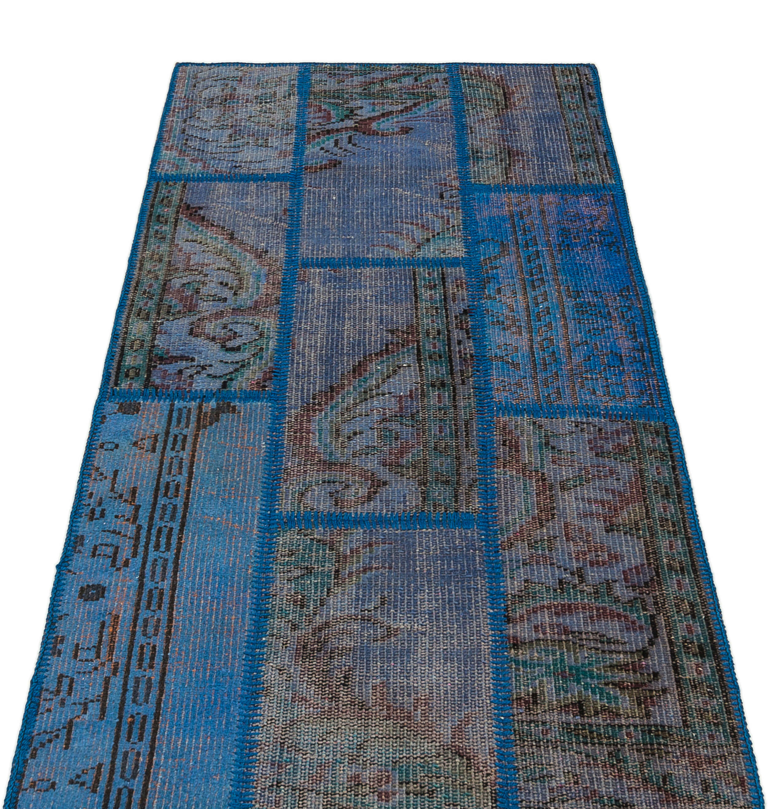 Iskece Blue Vintage Wool Handmade Area Rug 2'8" x 4'11"