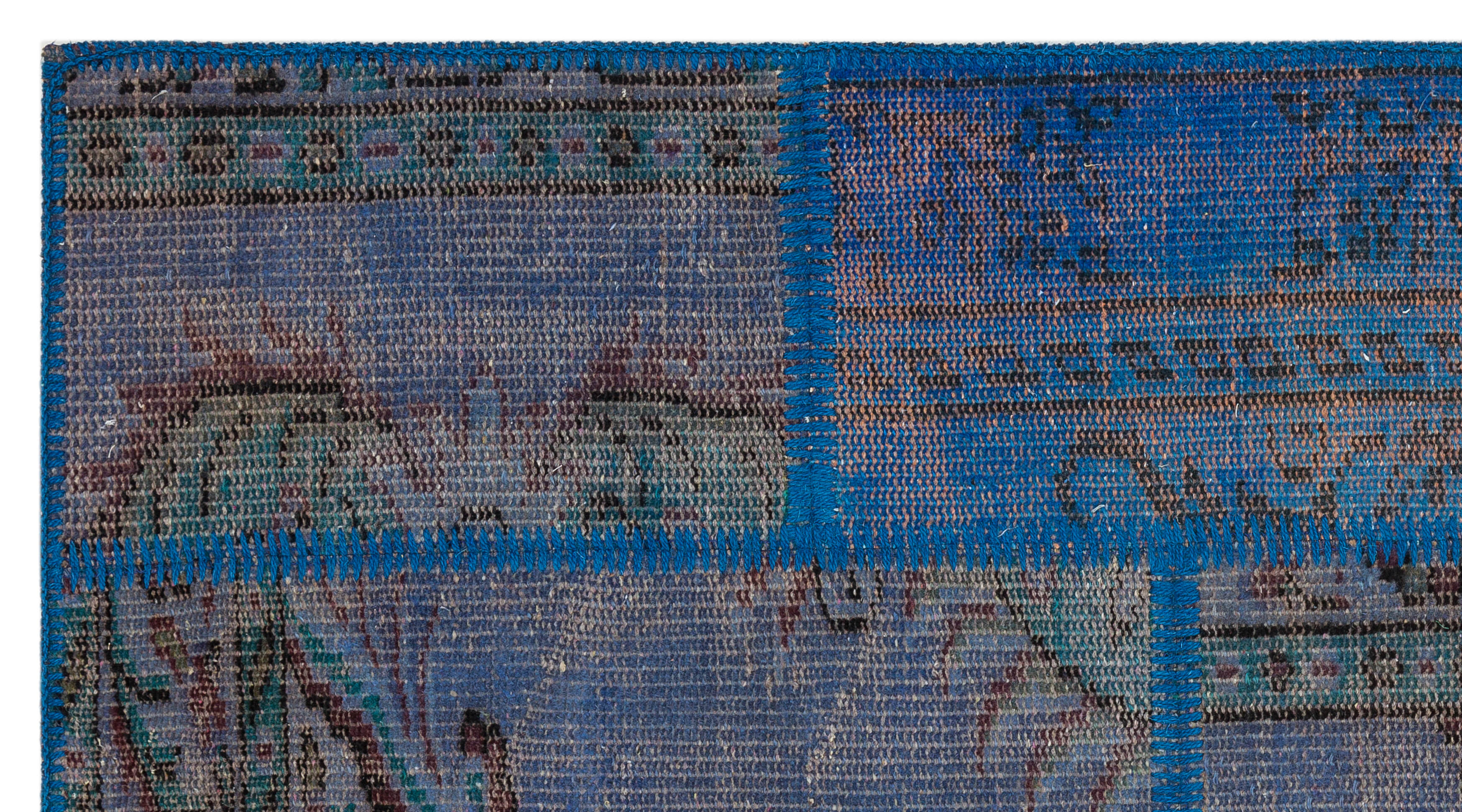 Iskece Blue Vintage Wool Handmade Area Rug 2'8" x 4'11"