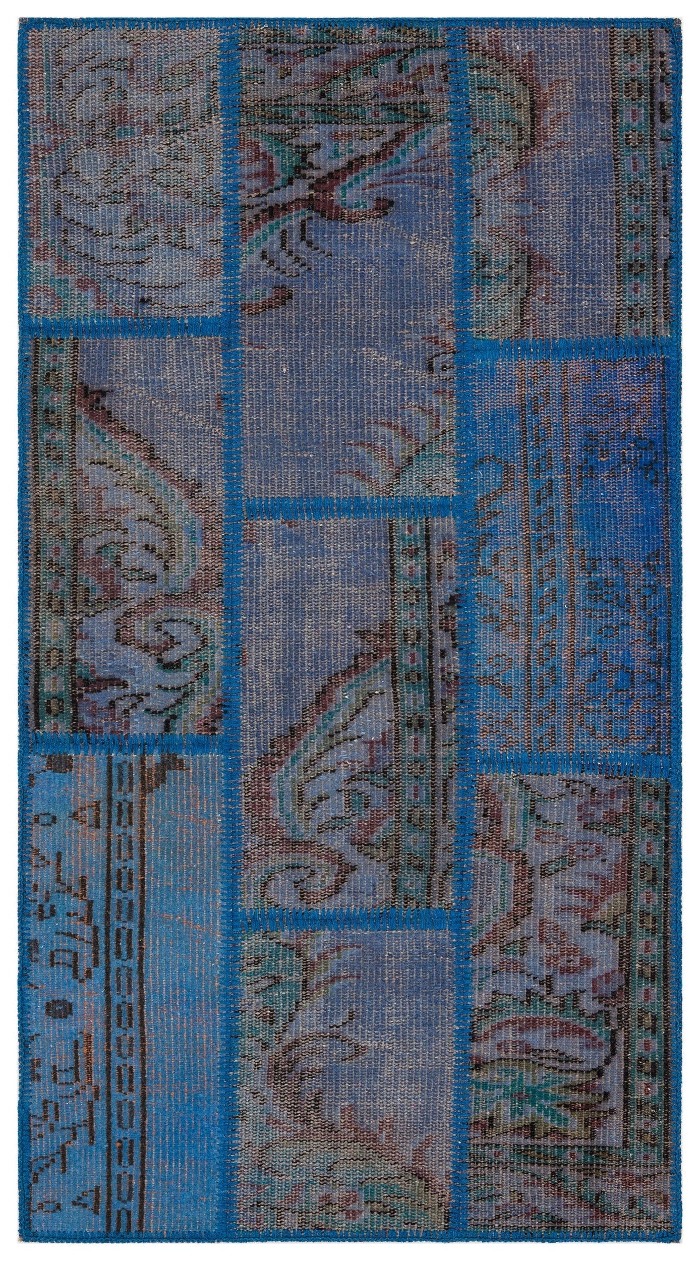 Iskece Blue Vintage Wool Handmade Area Rug 2'8" x 4'11"