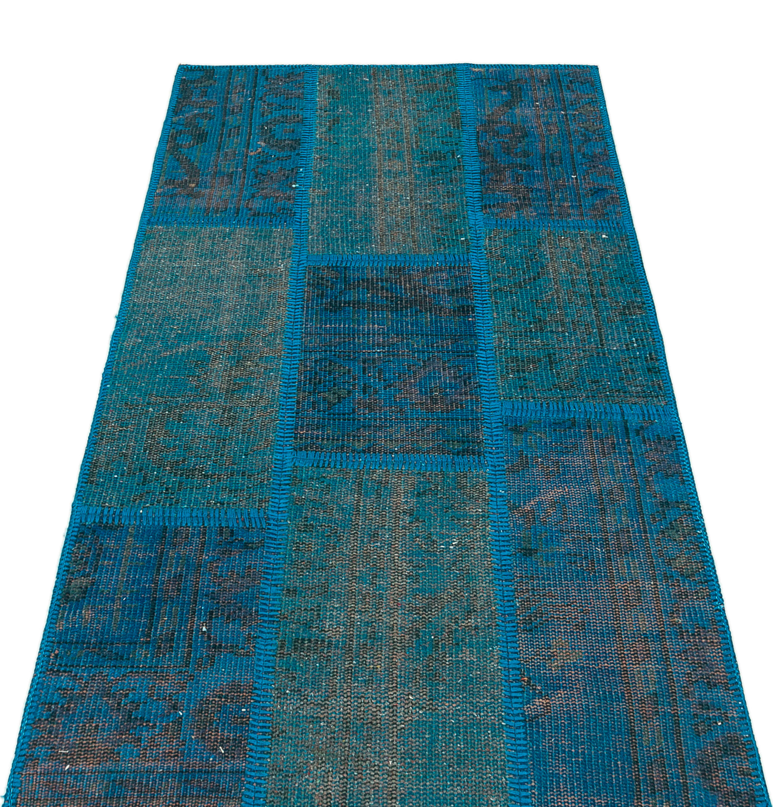 Iskece Blue Vintage Wool Handmade Area Rug 2'8" x 5'0"