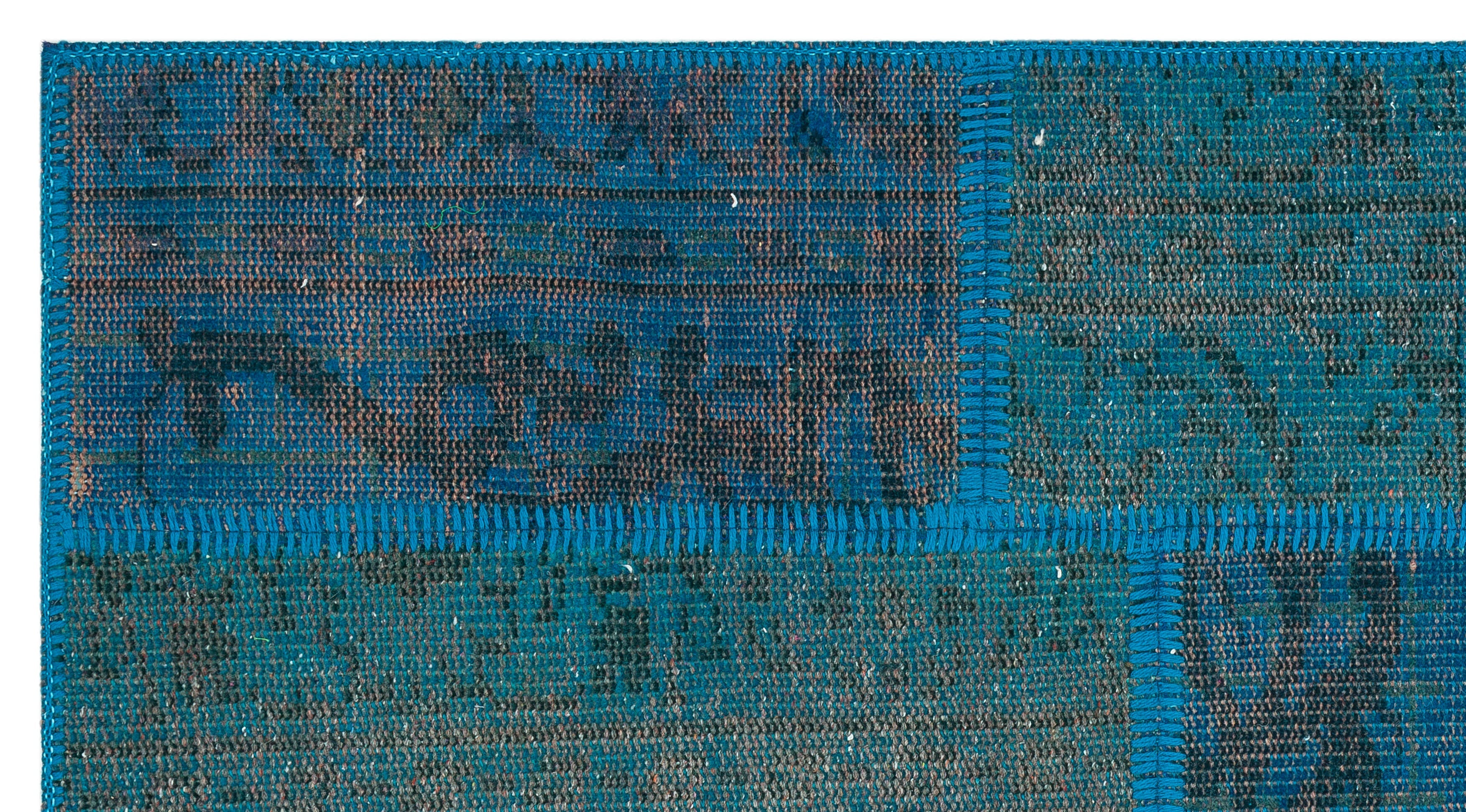 Iskece Blue Vintage Wool Handmade Area Rug 2'8" x 5'0"