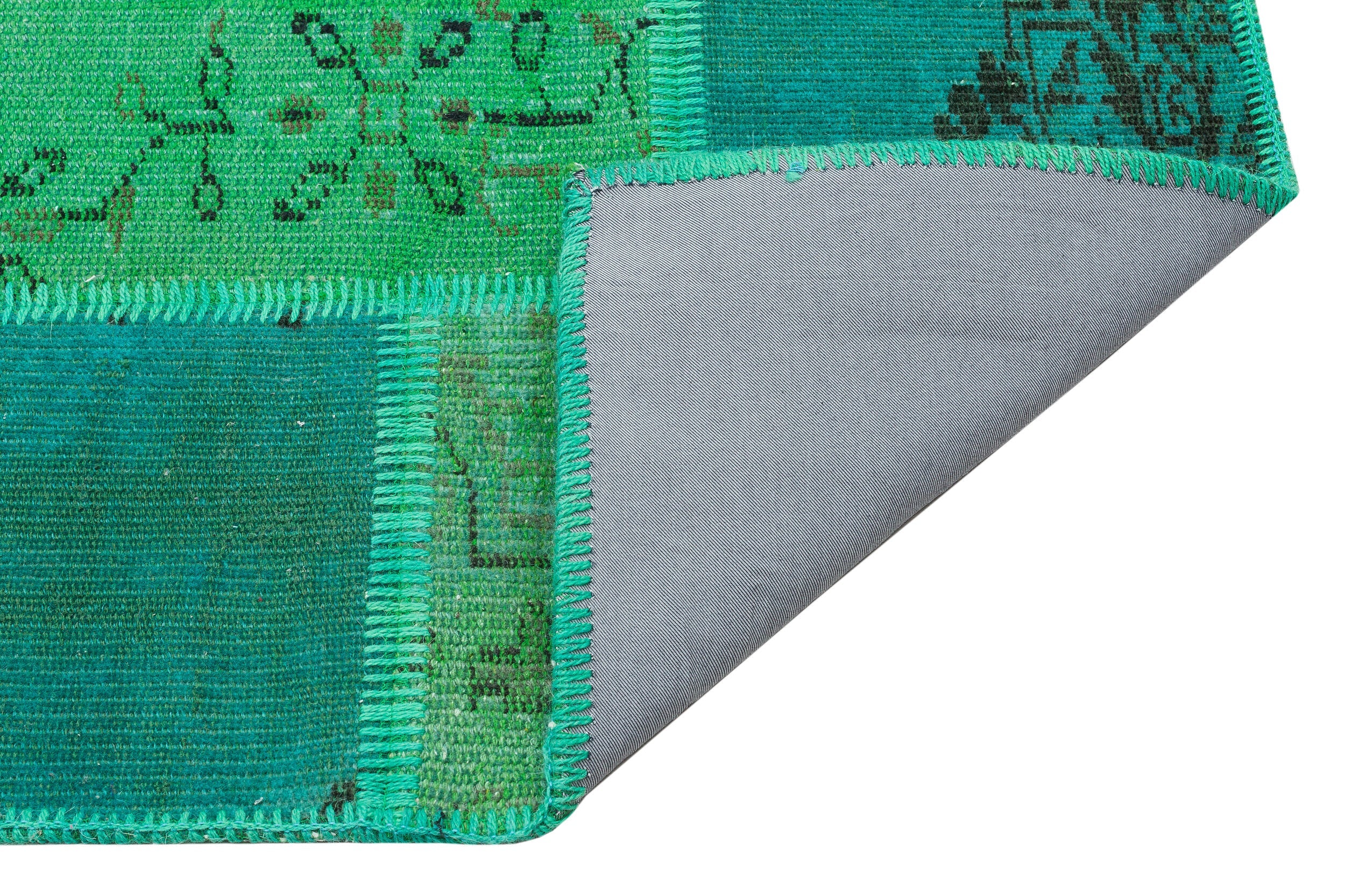 Iskece Green Vintage Wool Handmade Area Rug 4'0" x 5'11"