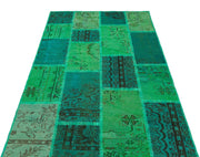 Iskece Green Vintage Wool Handmade Area Rug 4'0" x 5'11"