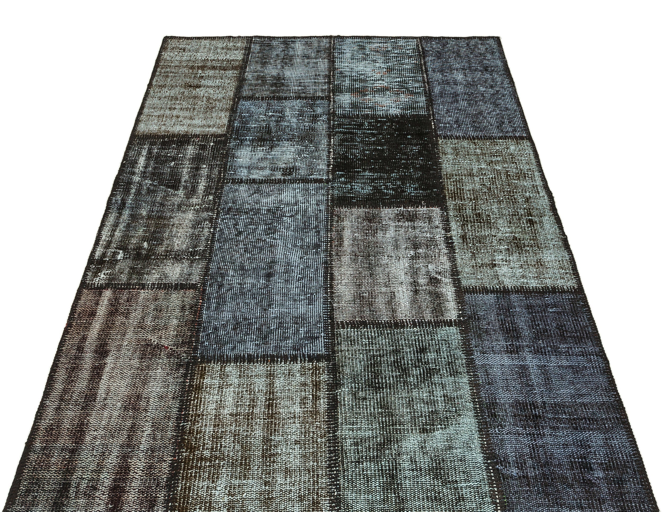 Iskece Grey Vintage Wool Handmade Area Rug 4'0" x 5'11"
