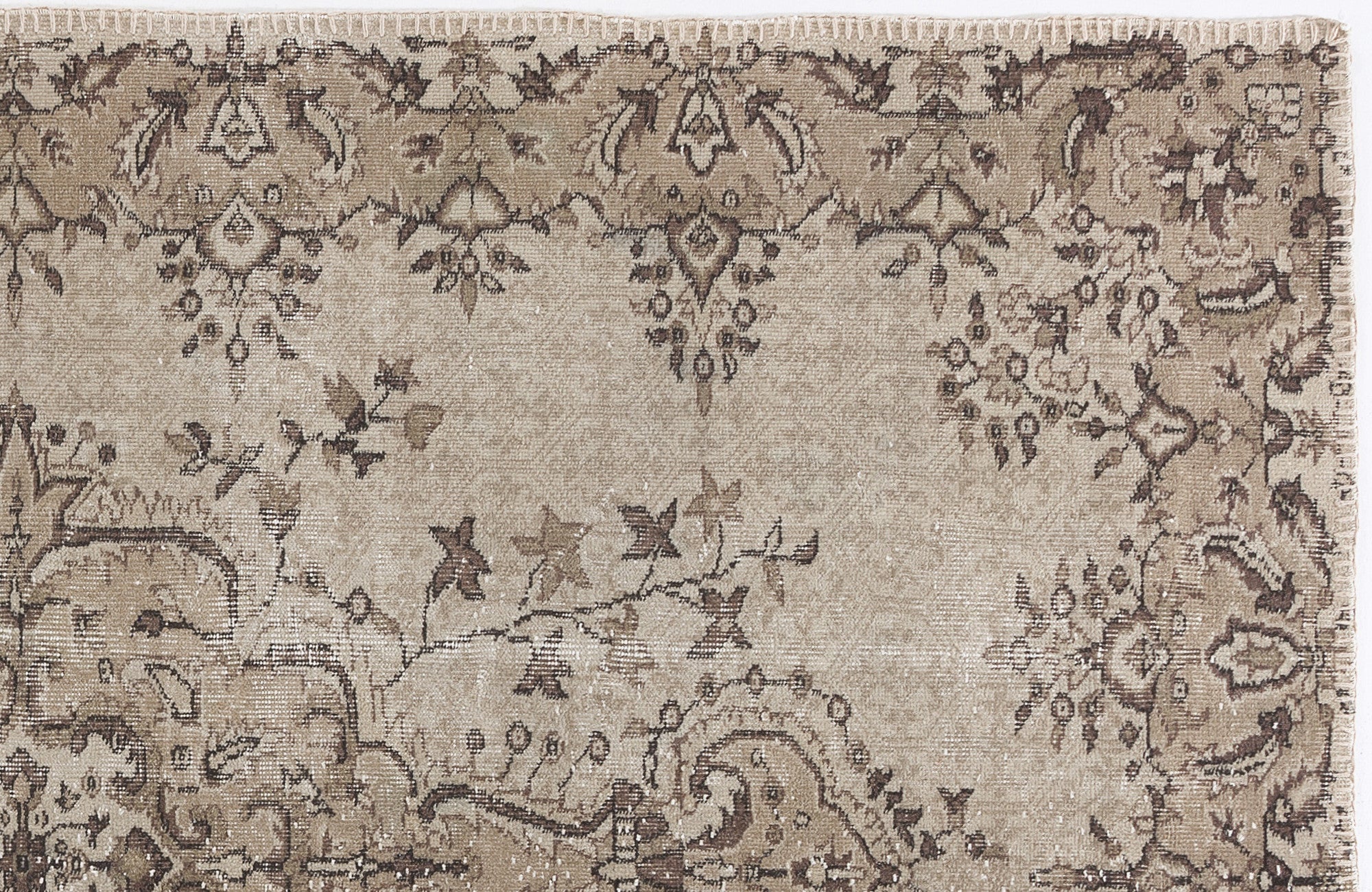 Atina Beige Vintage Wool Handmade Area Rug 5'9" x 8'10"