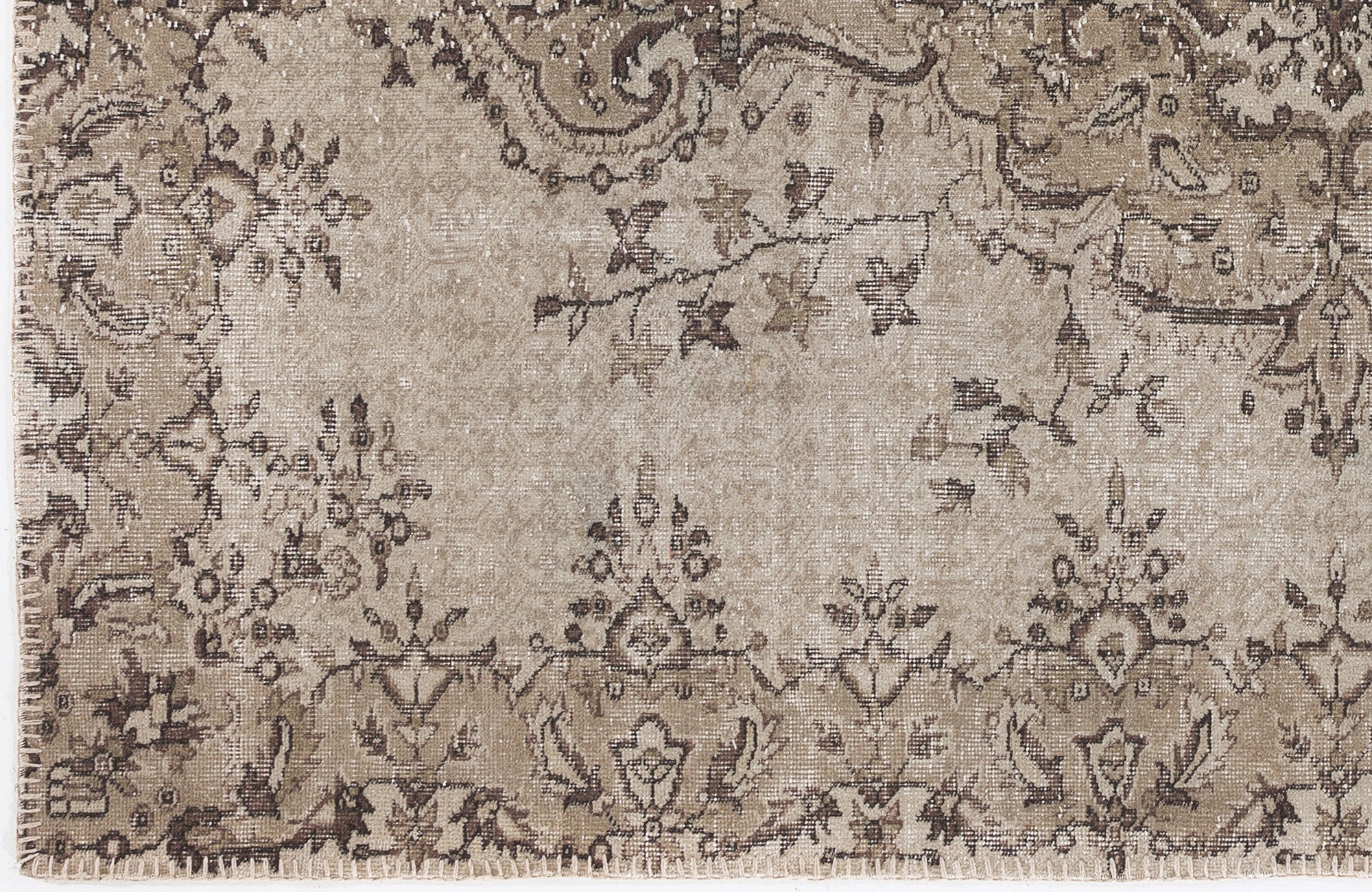 Atina Beige Vintage Wool Handmade Area Rug 5'9" x 8'10"