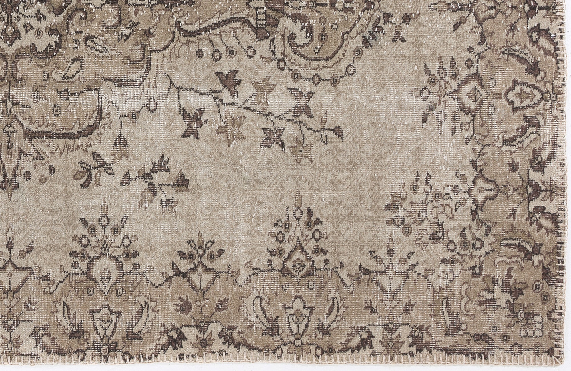 Atina Beige Vintage Wool Handmade Area Rug 5'9" x 8'10"