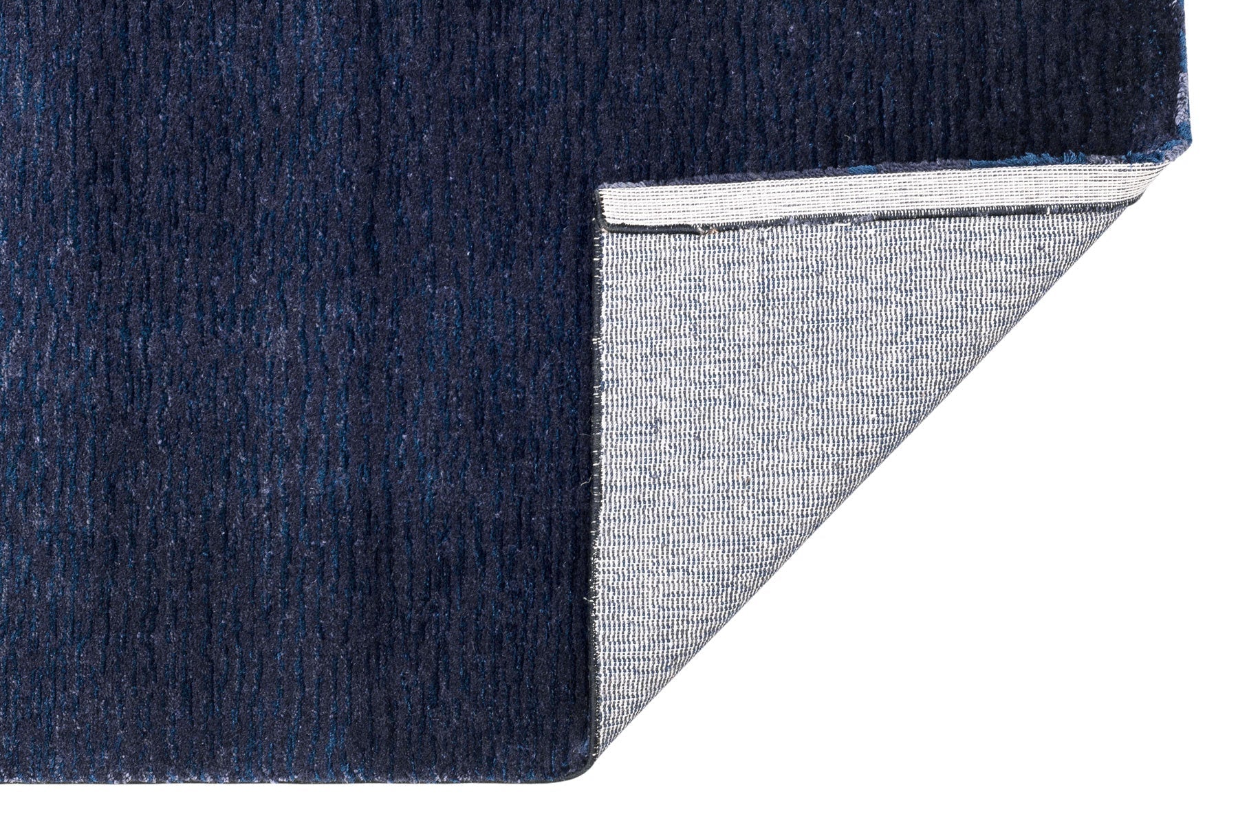 Handmade Wool Viscose Rug - Modern Navy Blue Carpet With Soft Texture