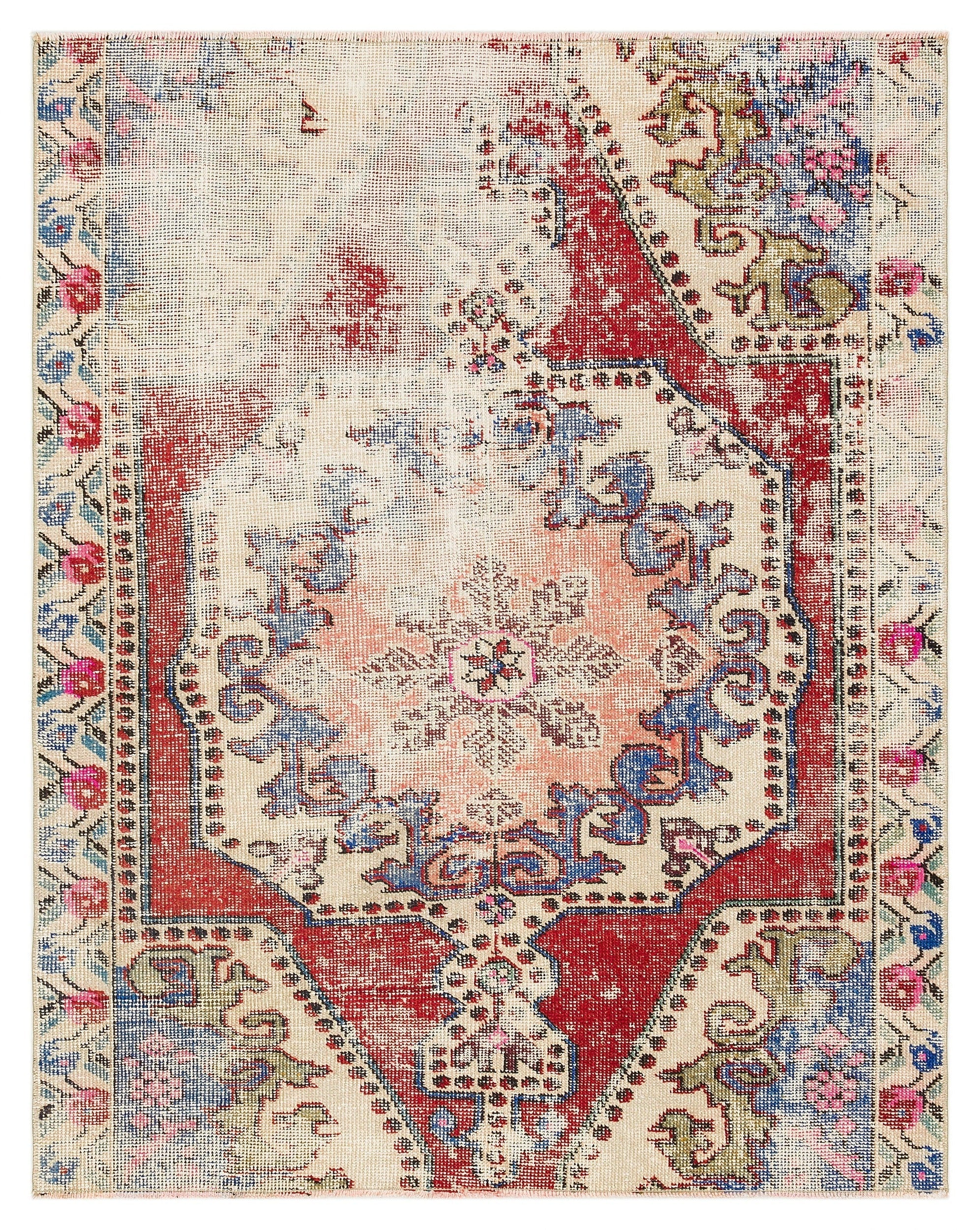 Kavala Red Classic Wool Handmade Area Rug 4'5" x 5'7"